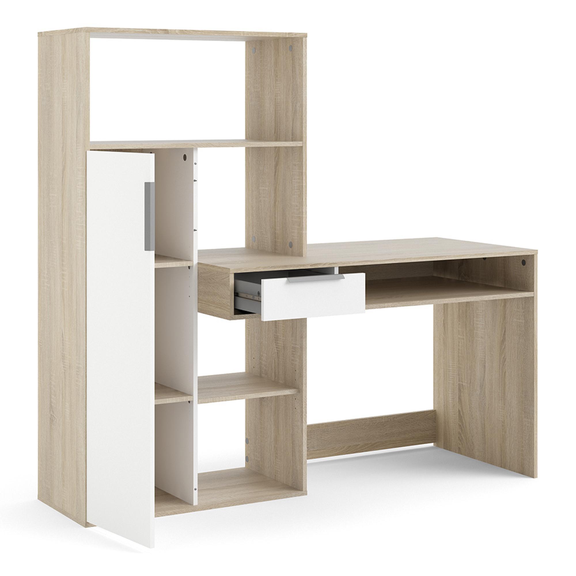 Function Plus Desk - 1 Door - 1 Drawer - Multi-Functional - White