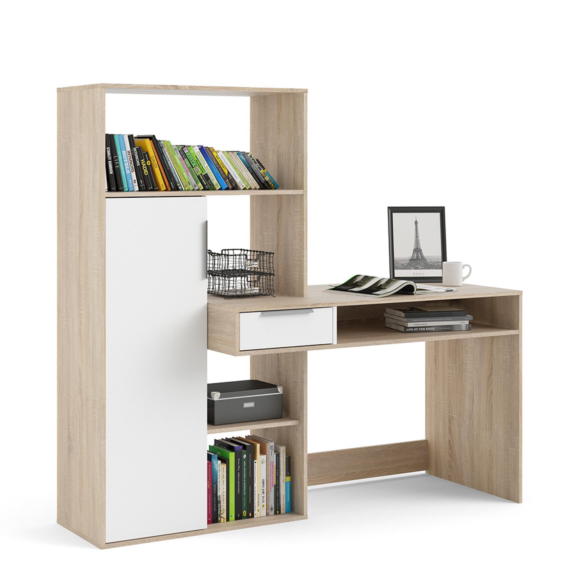 Function Plus Desk - 1 Door - 1 Drawer - Multi-Functional - White