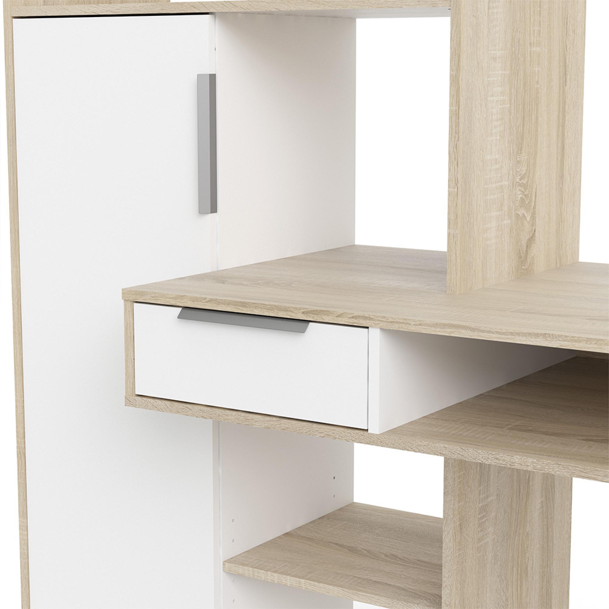 Function Plus Desk - 1 Door - 1 Drawer - Multi-Functional - White