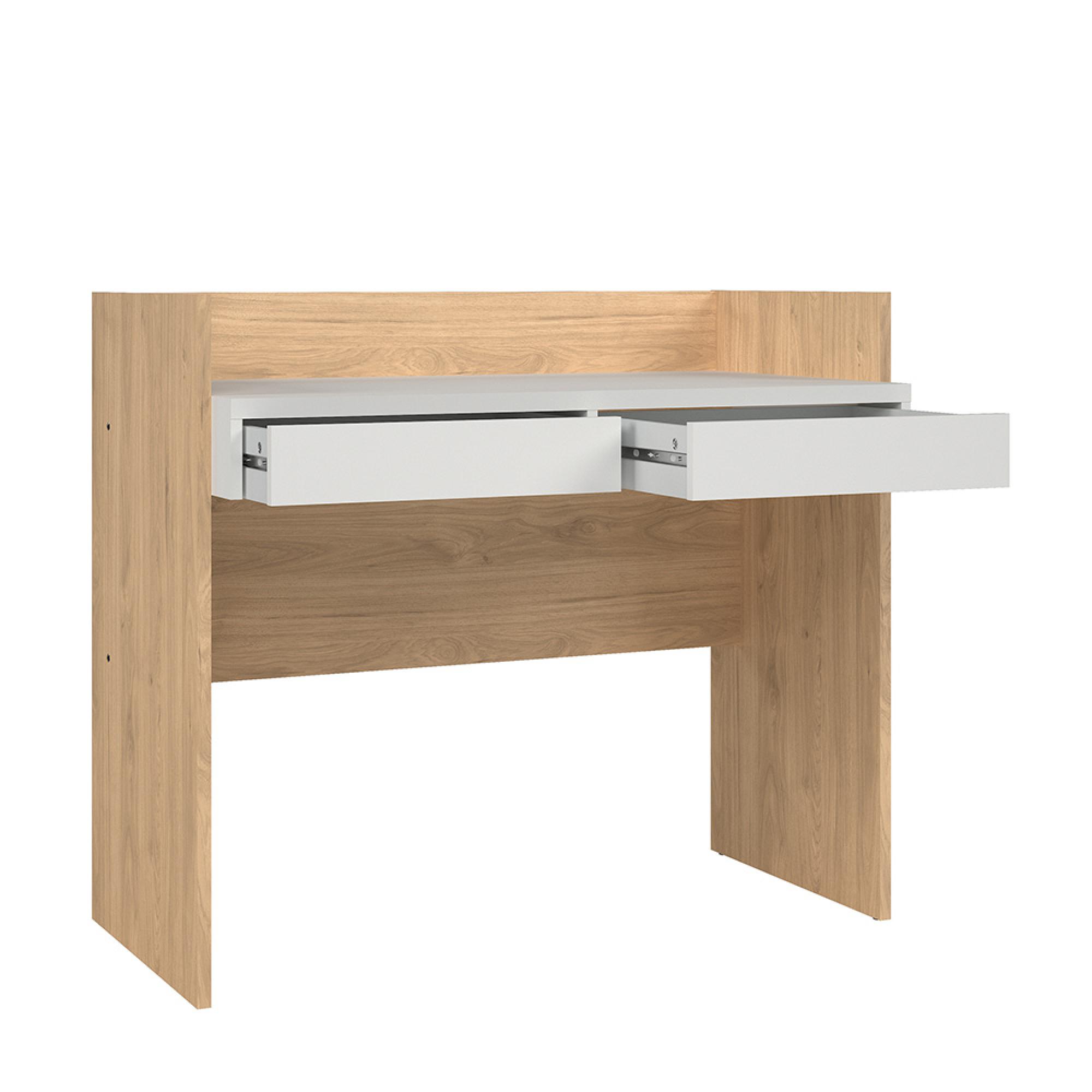 Function Plus Desk - 2 Drawer - Oak and White