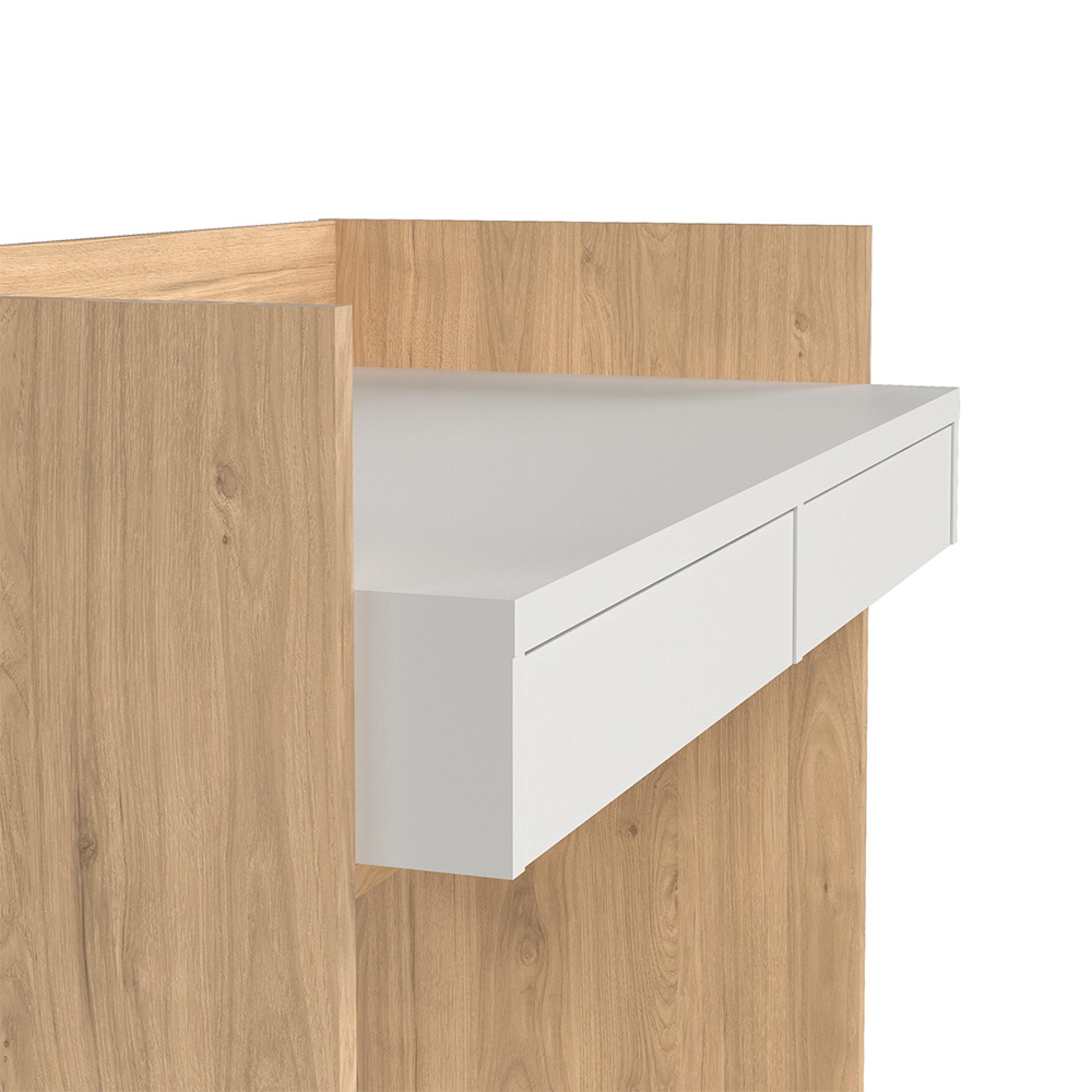 Function Plus Desk - 2 Drawer - Oak and White