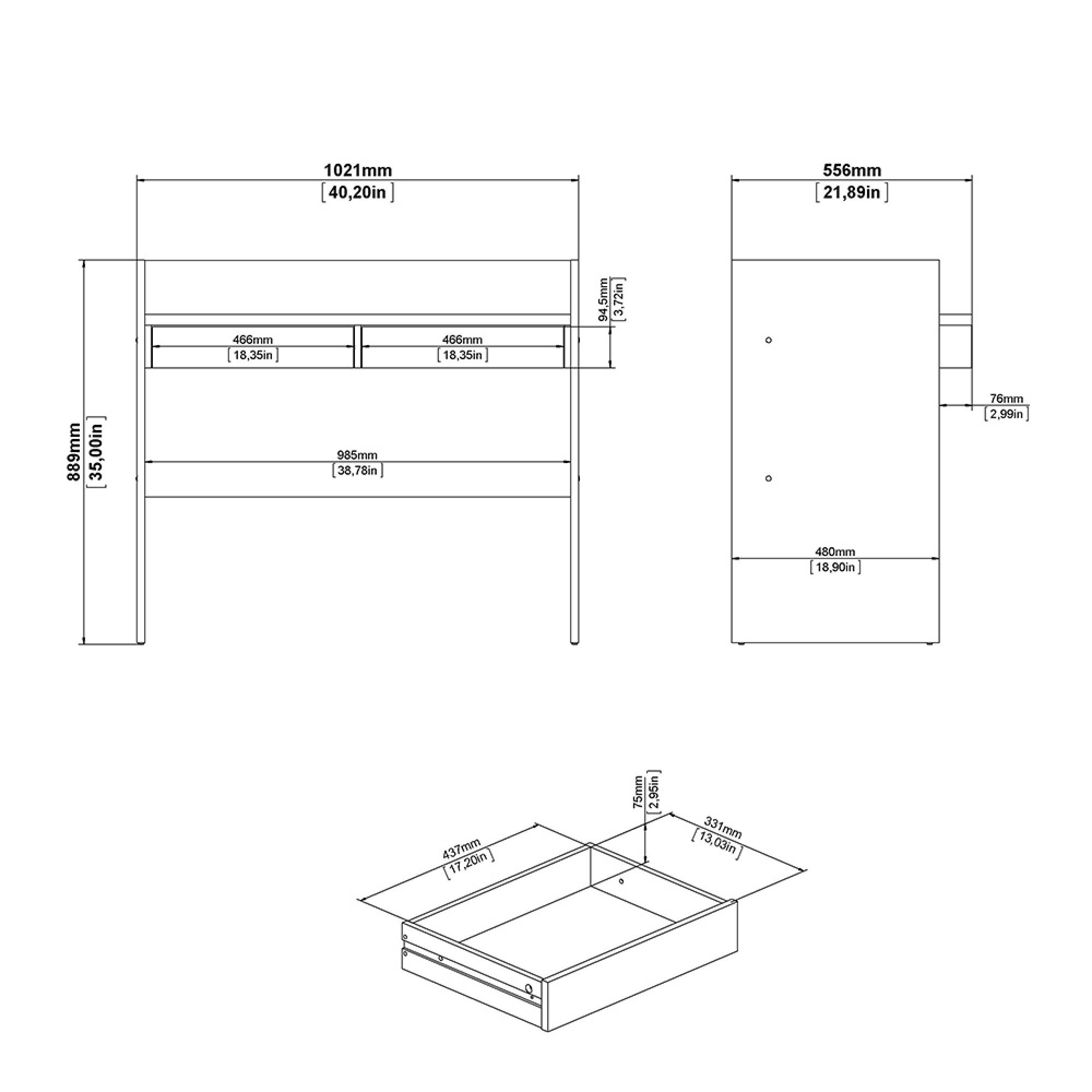 Function Plus Desk - 2 Drawer - Oak and White