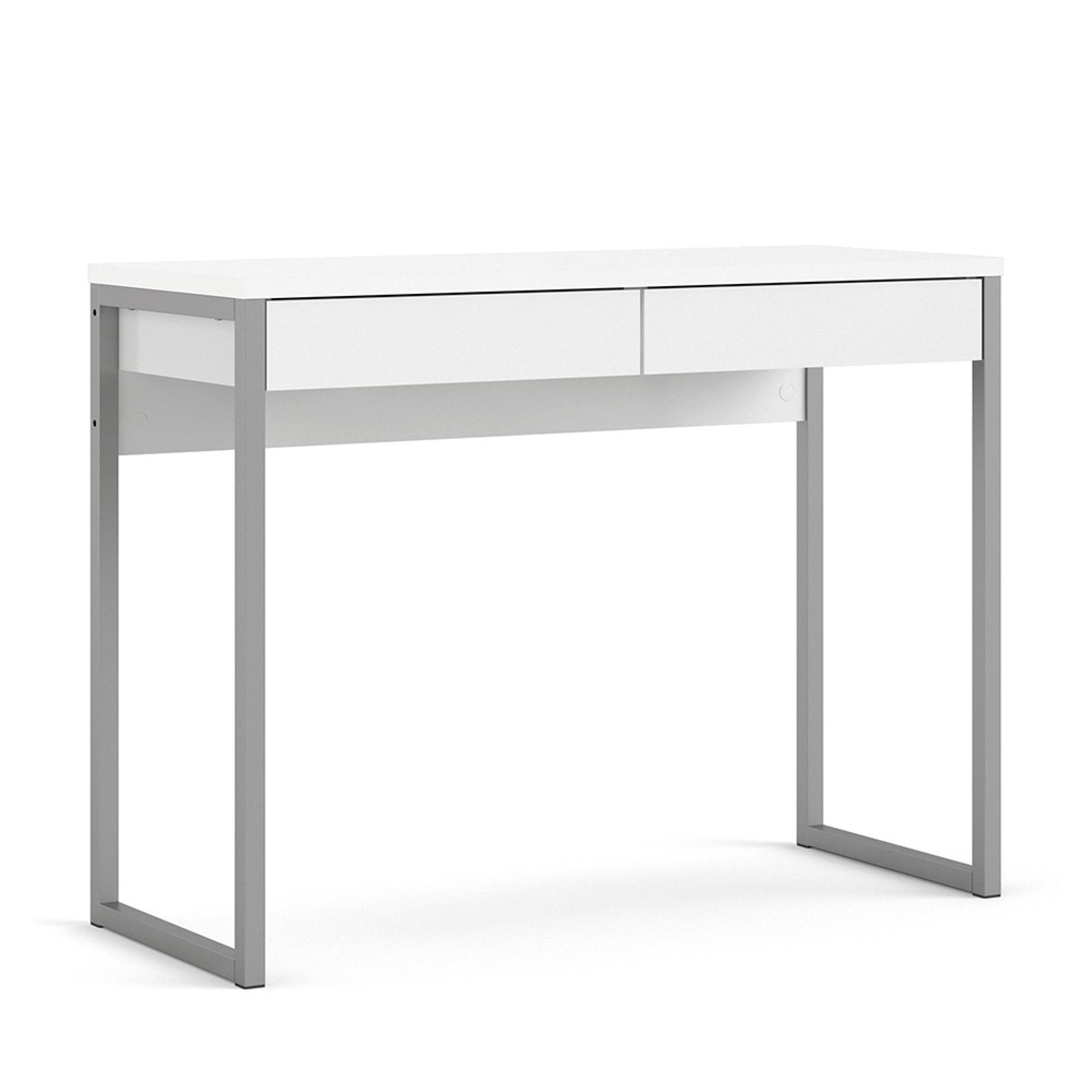 Function Plus Desk - 2 Drawer - White Gloss