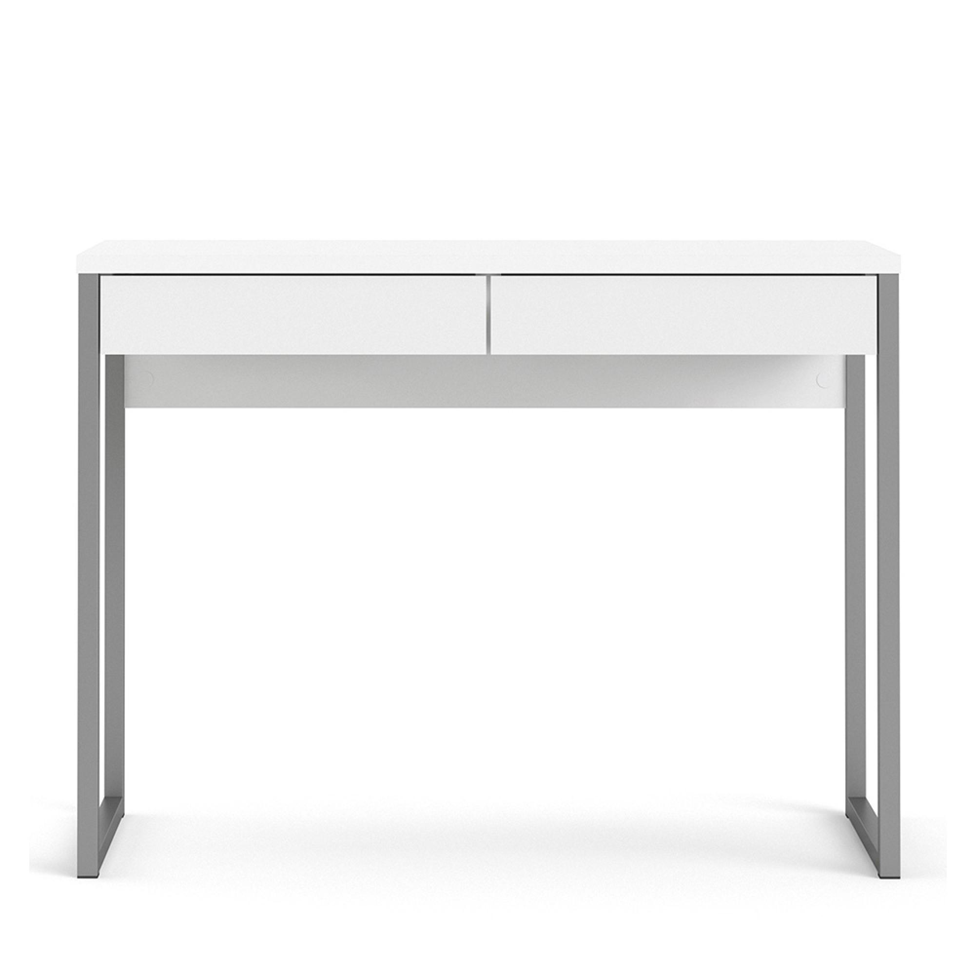 Function Plus Desk - 2 Drawer - White Gloss