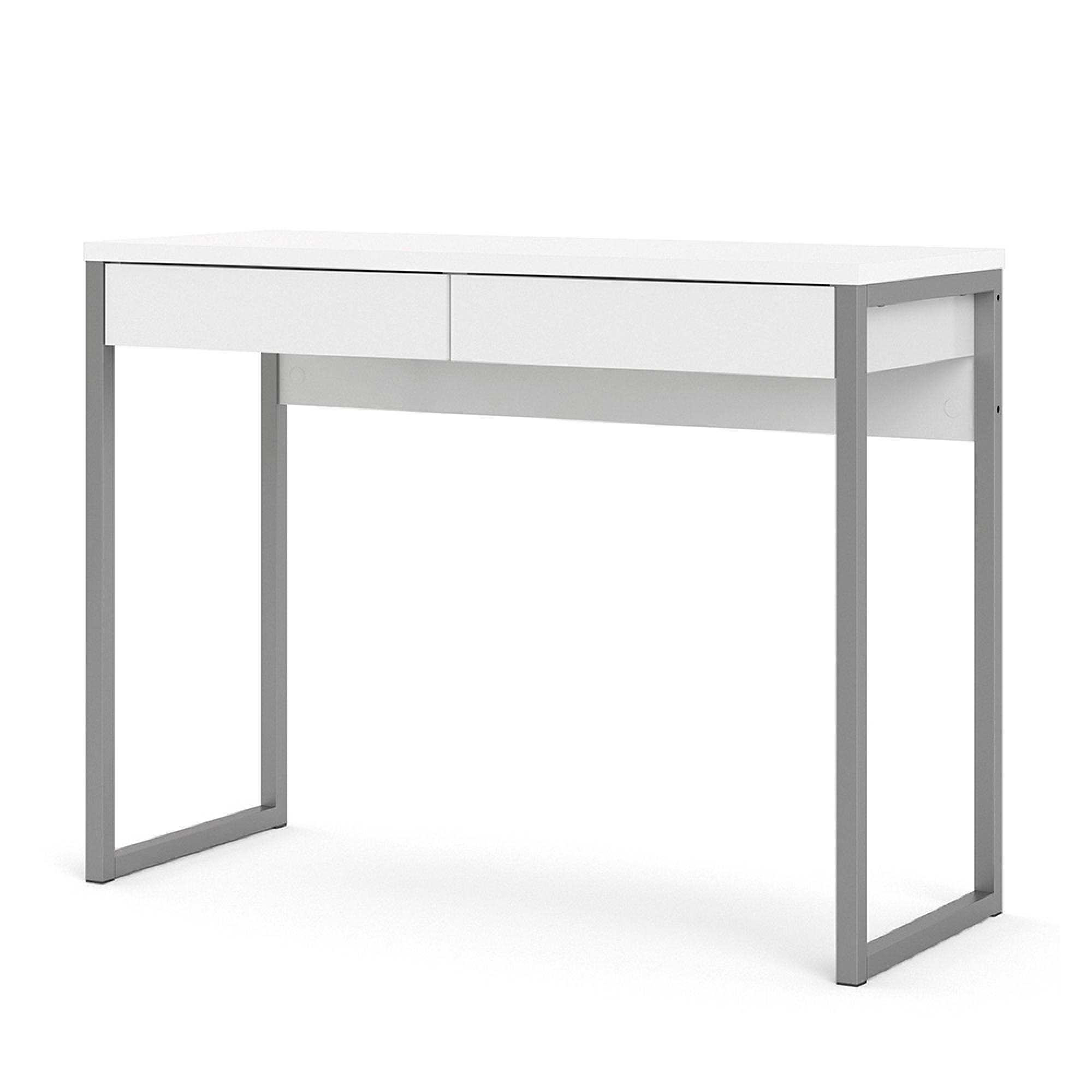 Function Plus Desk - 2 Drawer - White Gloss