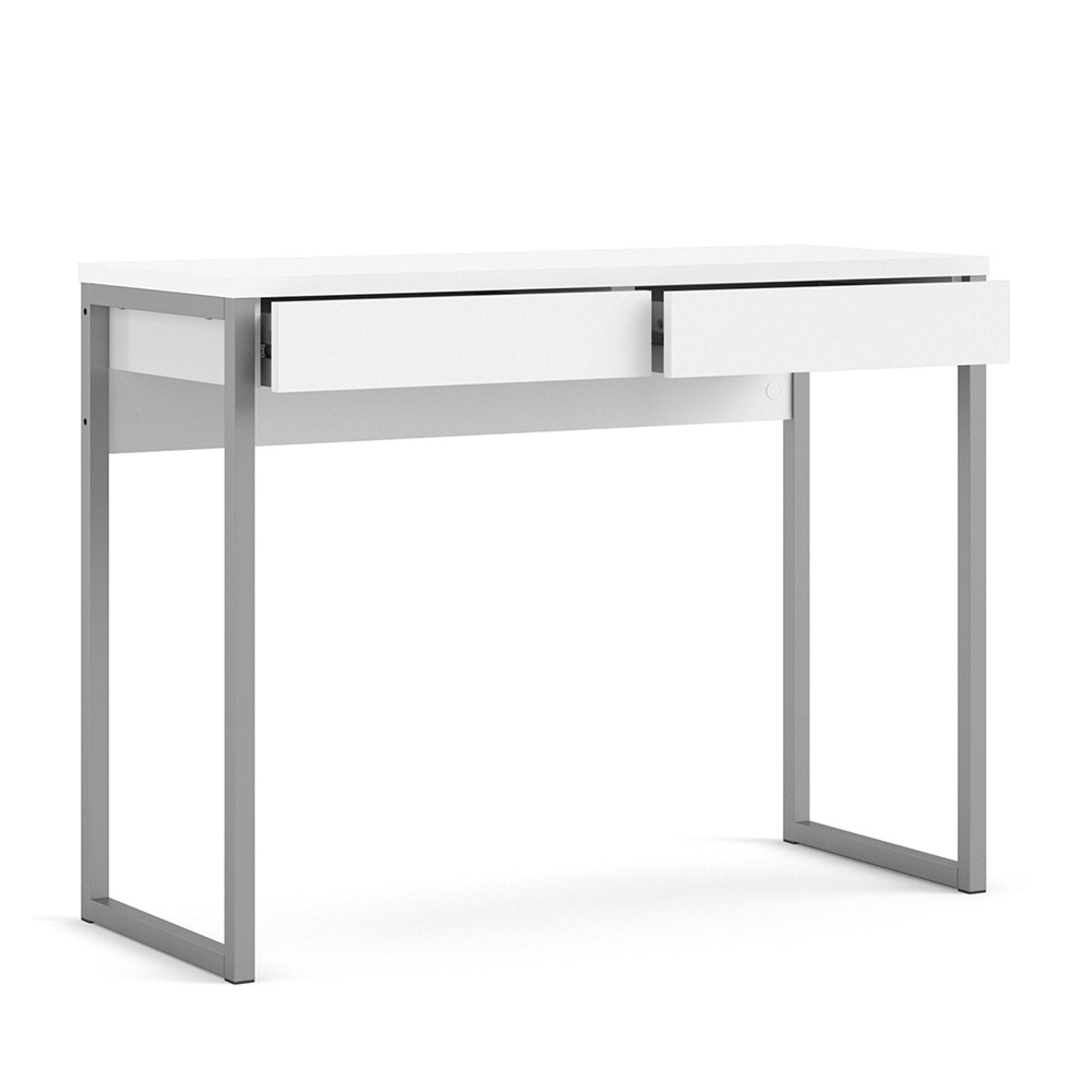Function Plus Desk - 2 Drawer - White Gloss