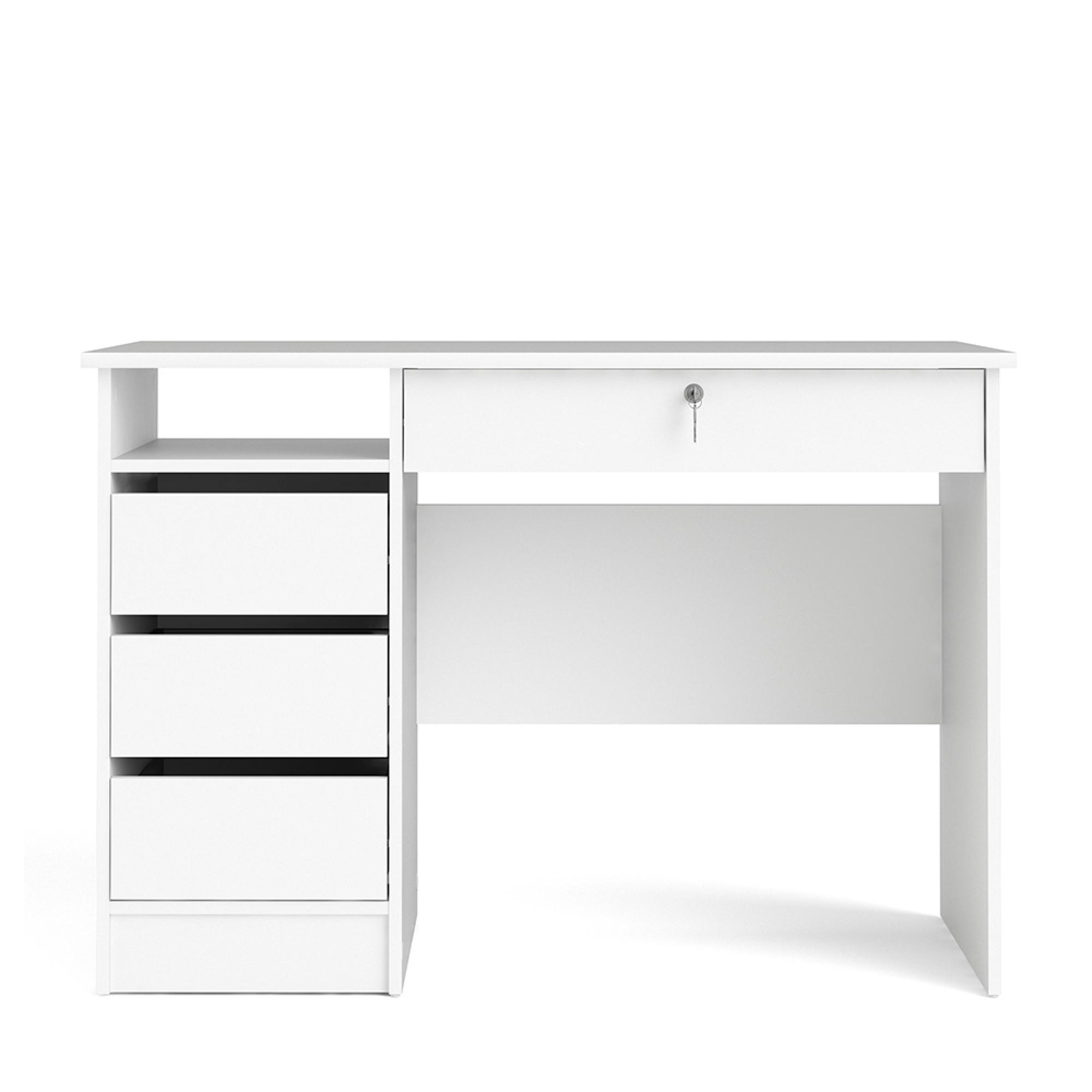 Function Plus Desk - 3+1 Handle Free Drawer - Single - White