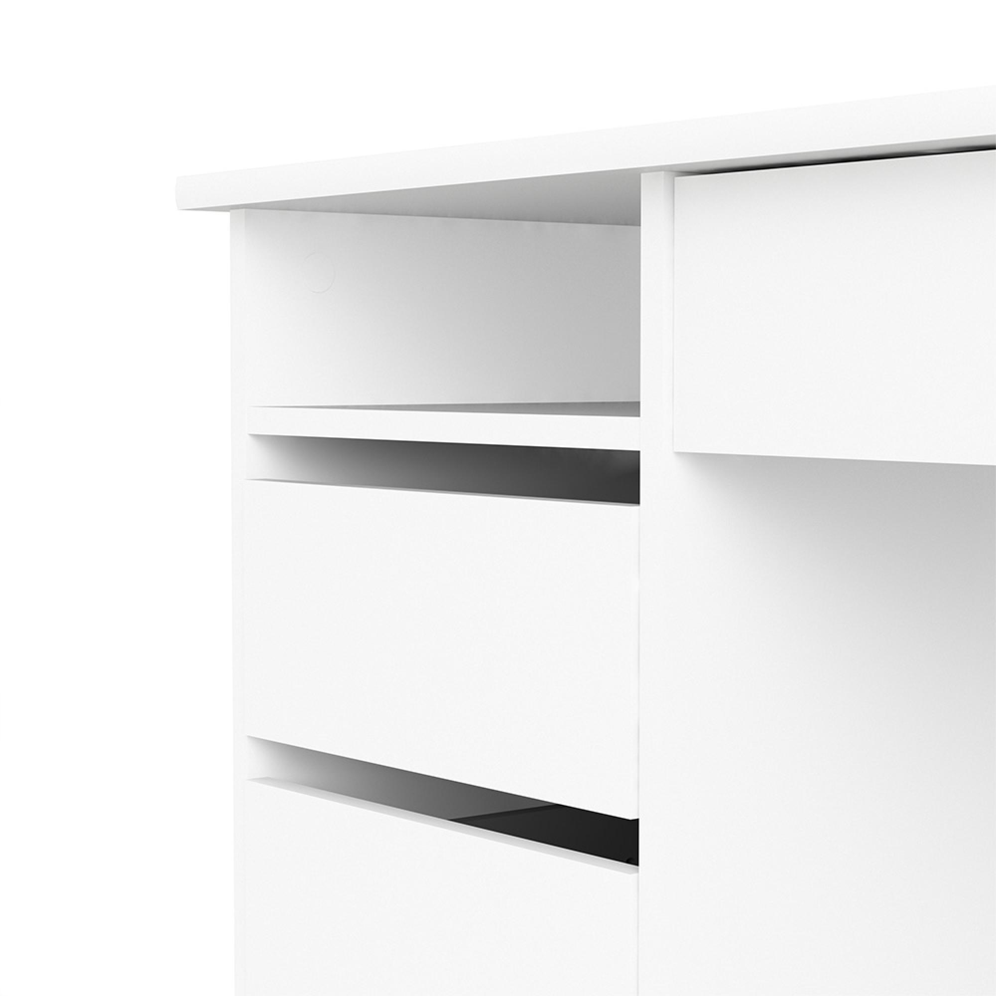 Function Plus Desk - 3+1 Handle Free Drawer - Single - White