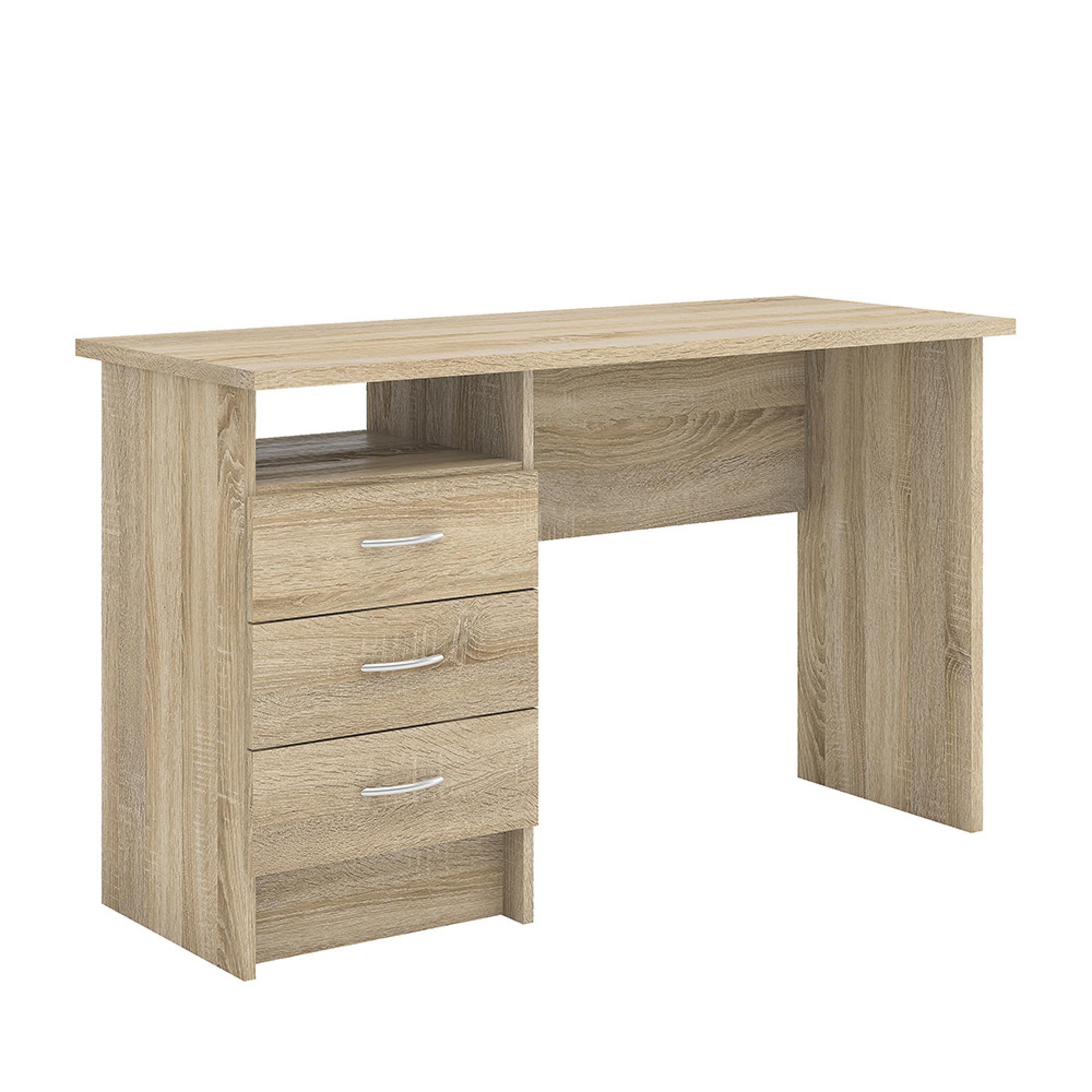 Function Plus Desk - 3 Drawer - Single - Oak