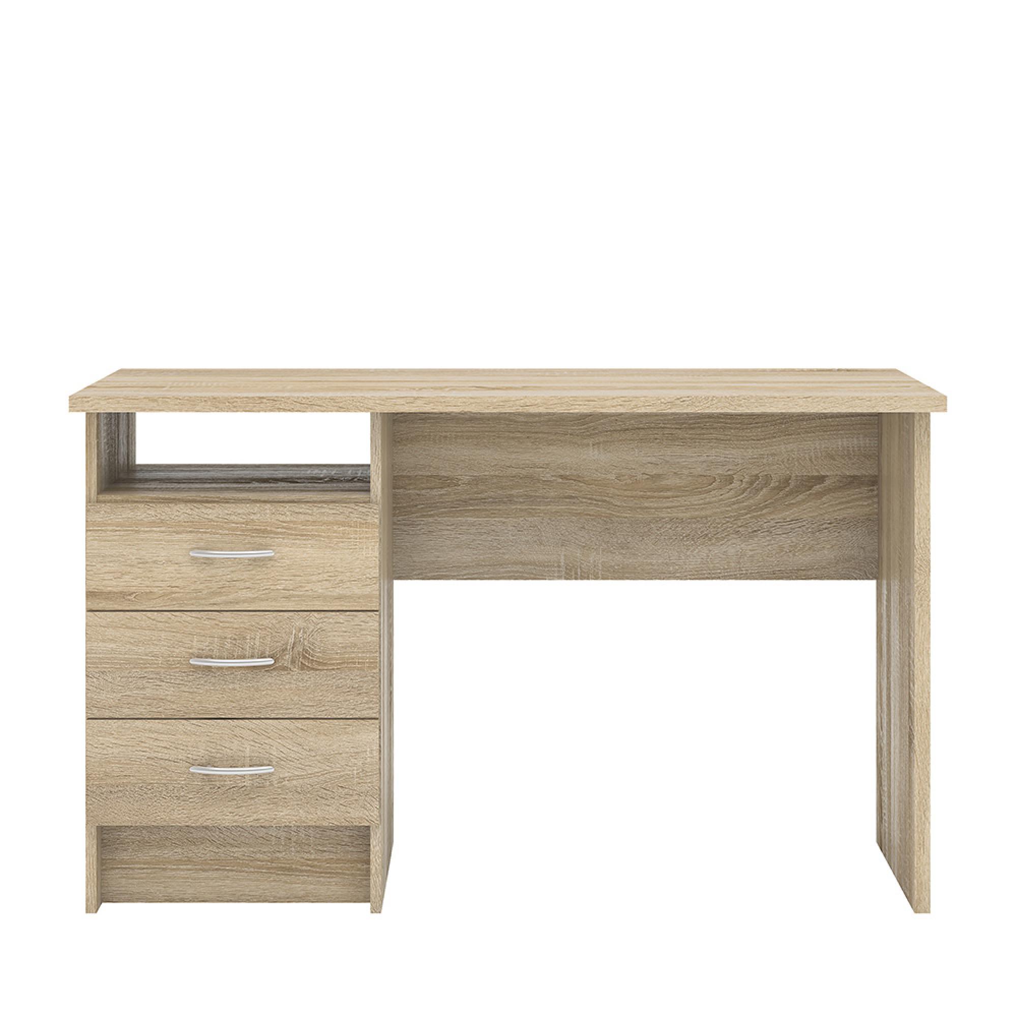 Function Plus Desk - 3 Drawer - Single - Oak
