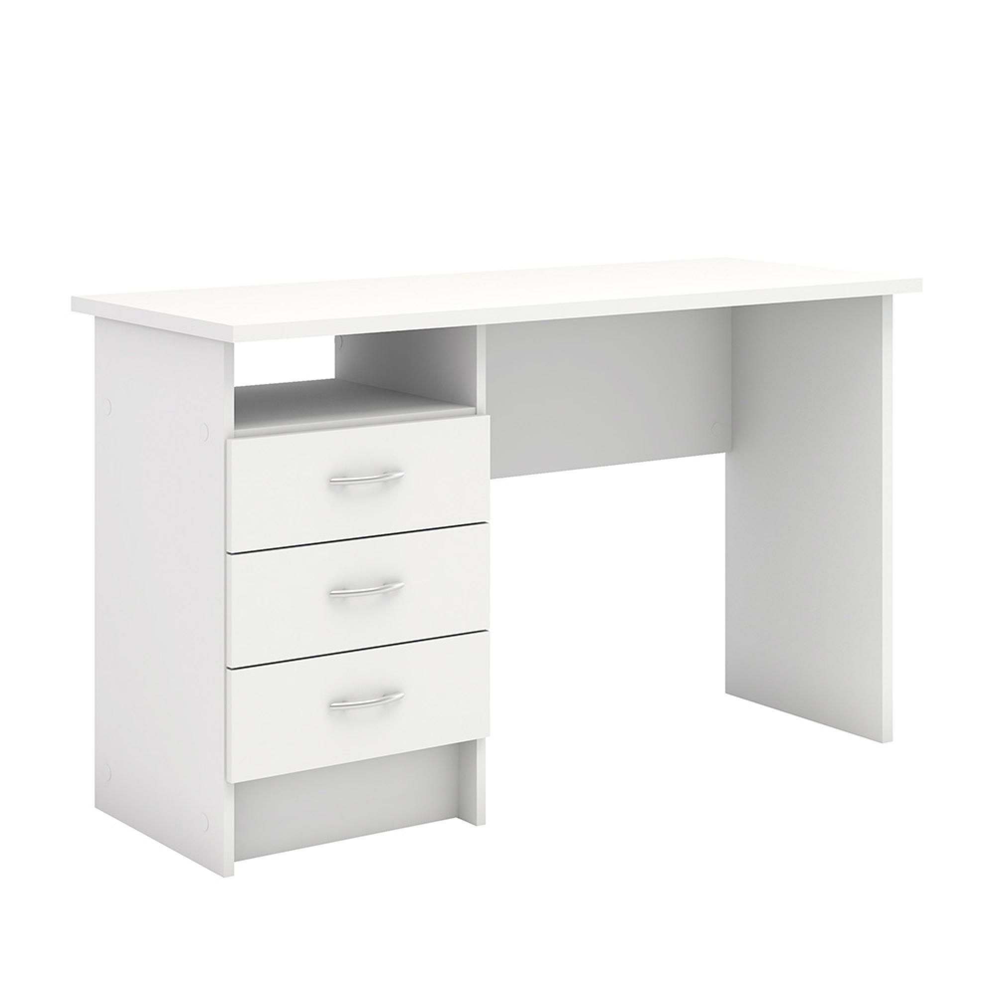 Function Plus Desk - 3 Drawer - Single - White