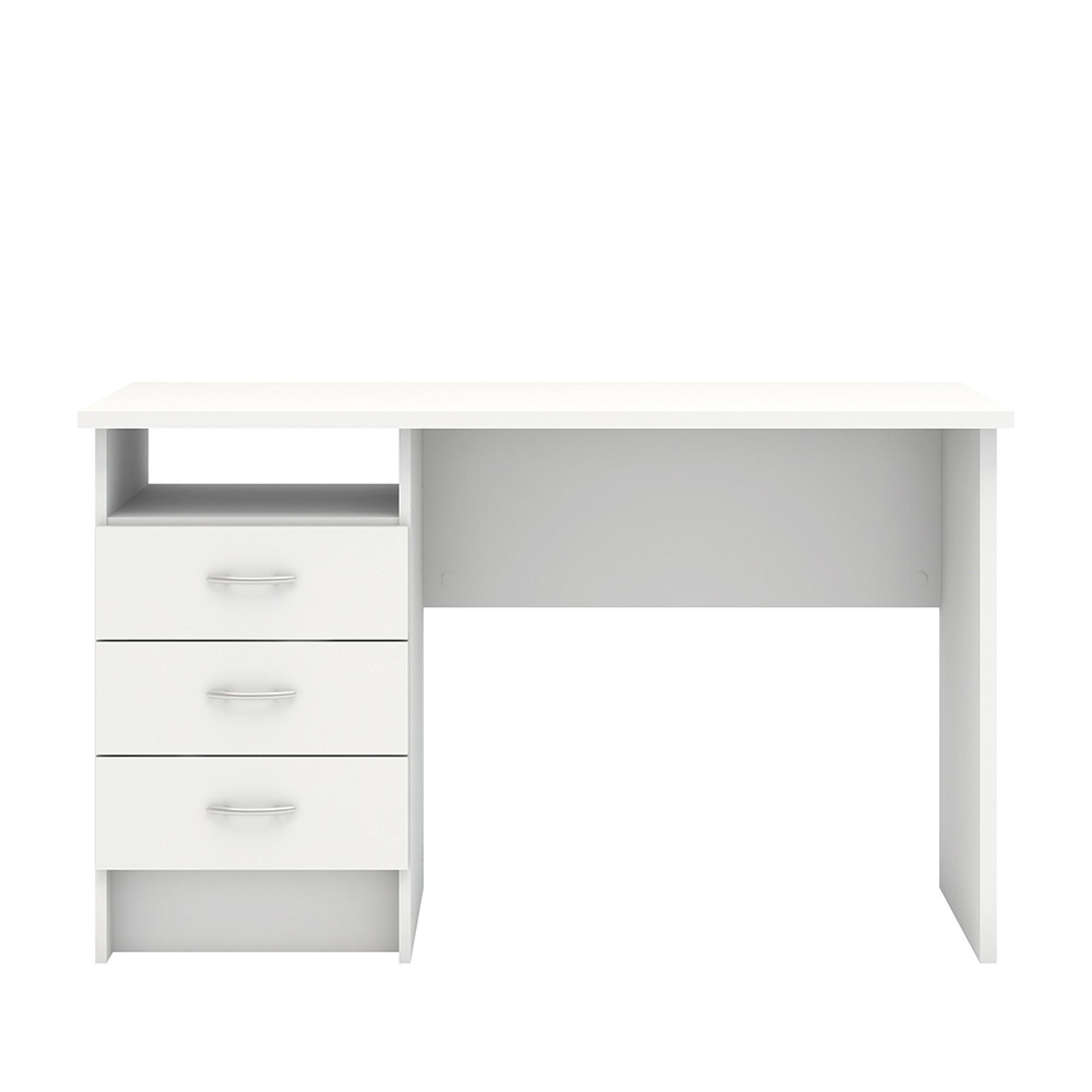 Function Plus Desk - 3 Drawer - Single - White