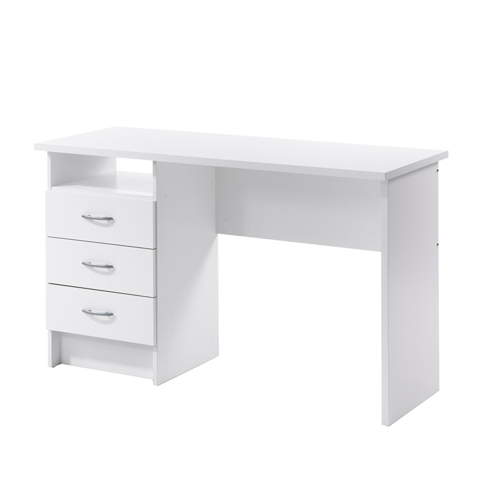 Function Plus Desk - 3 Drawer - Single - White