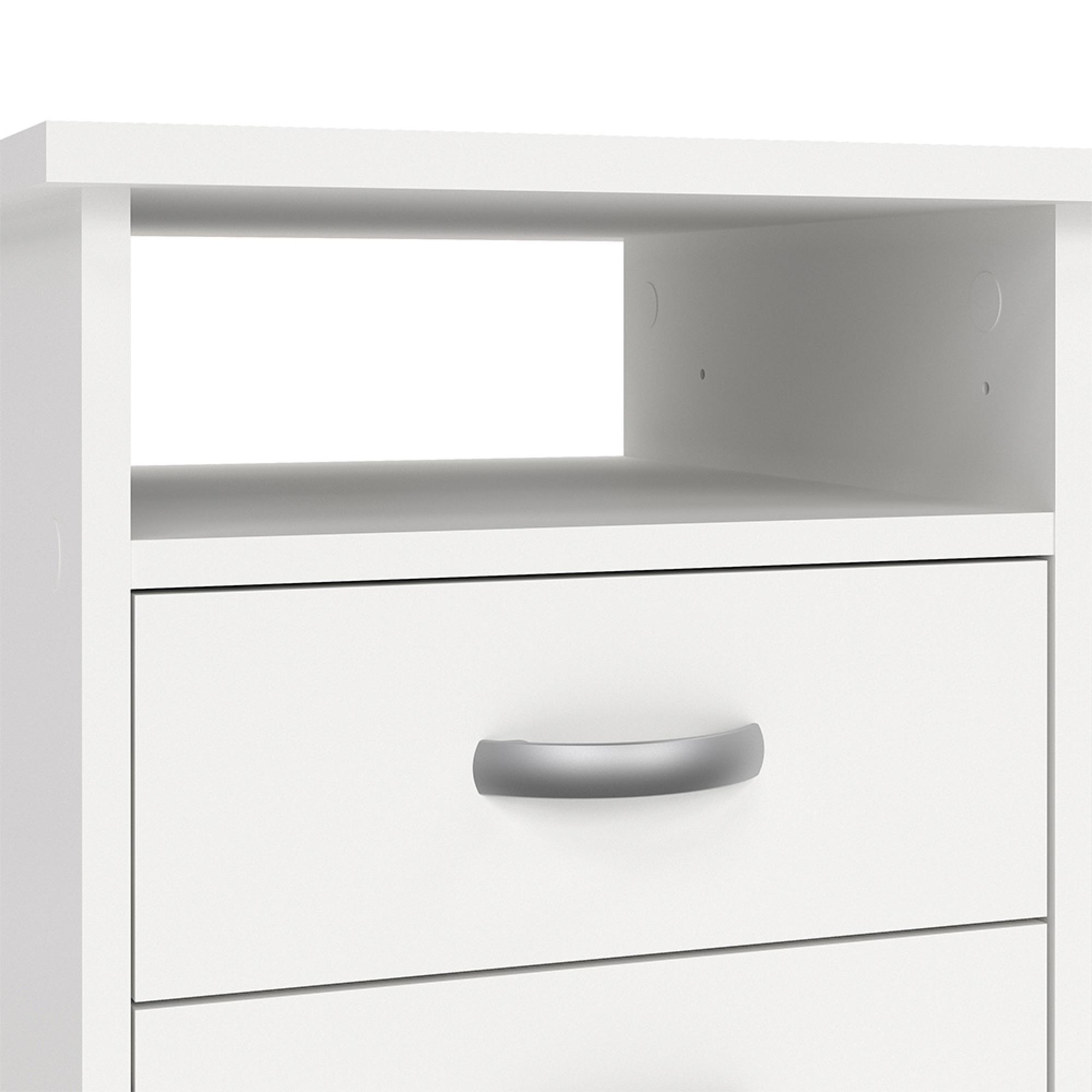 Function Plus Desk - 4+1 Handle Free Drawer - Single - White