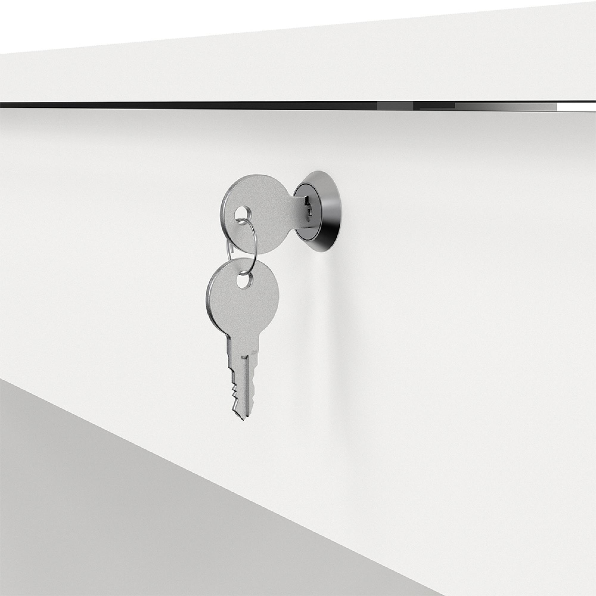 Function Plus Desk - 4+1 Handle Free Drawer - Single - White