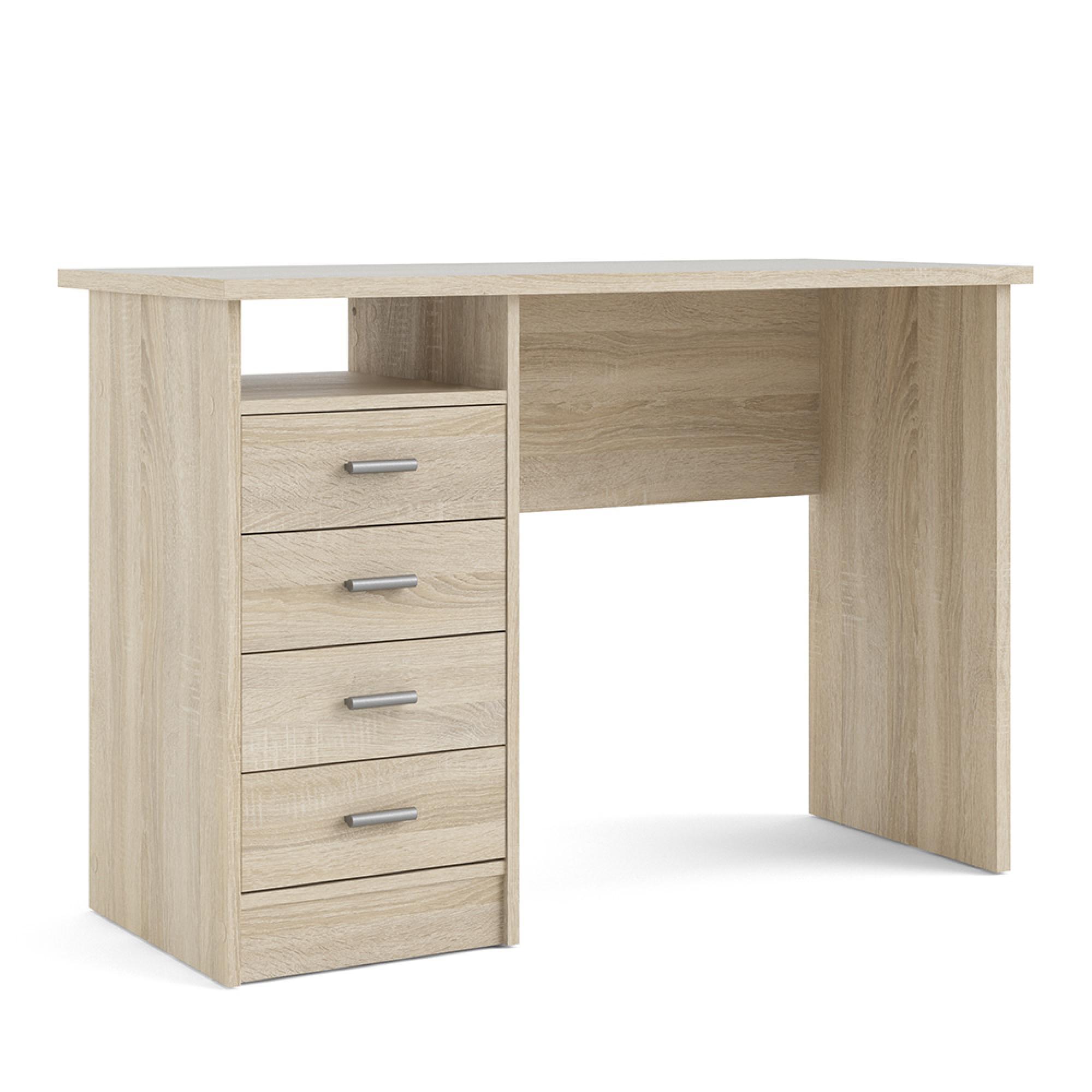 Function Plus Desk - 4 Drawer - Single - Oak