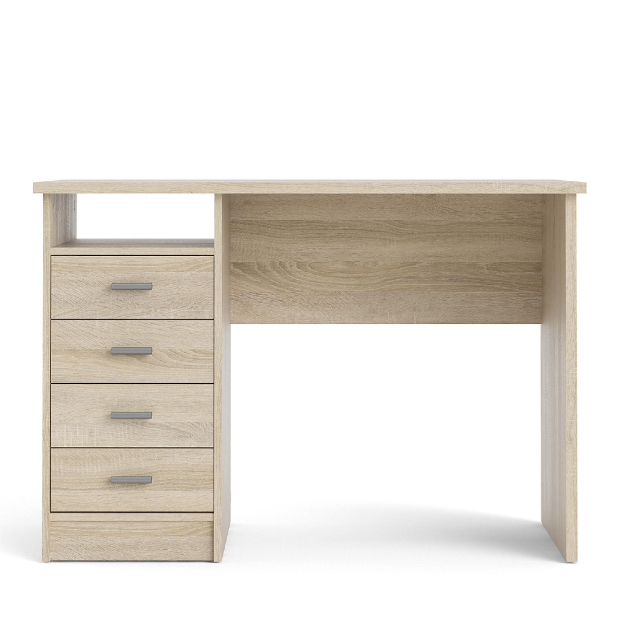Function Plus Desk - 4 Drawer - Single - Oak