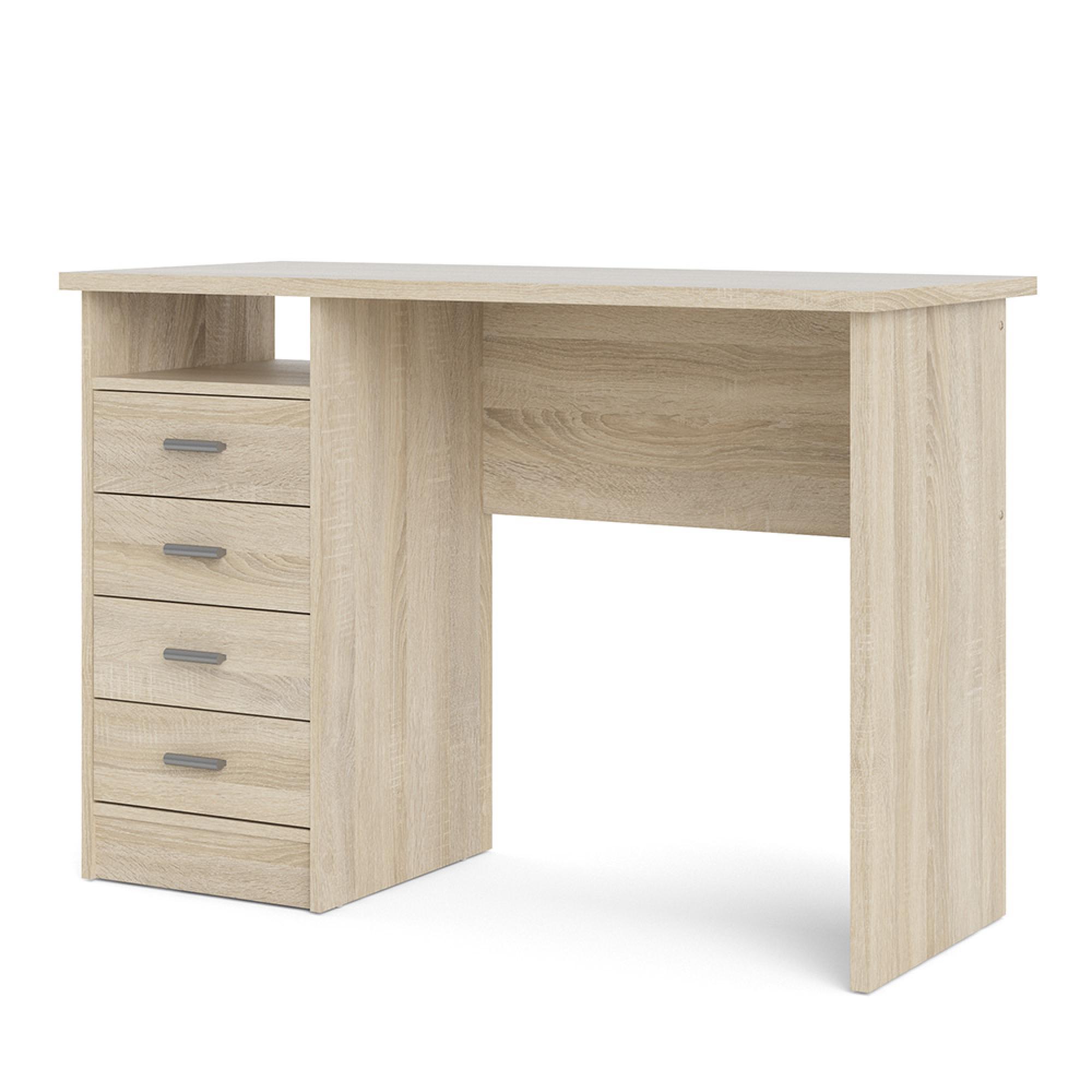 Function Plus Desk - 4 Drawer - Single - Oak