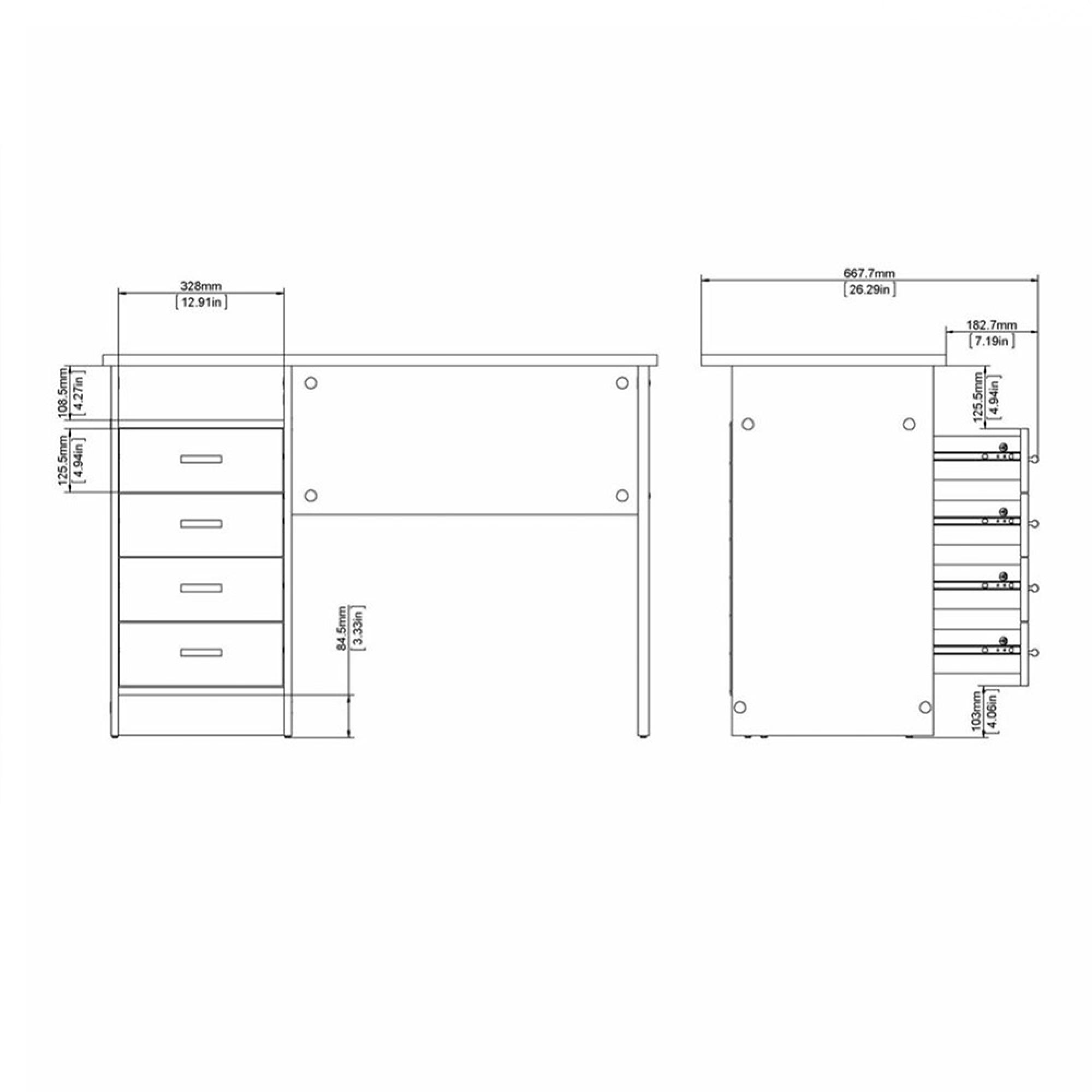 Function Plus Desk - 4 Drawer - Single - Oak