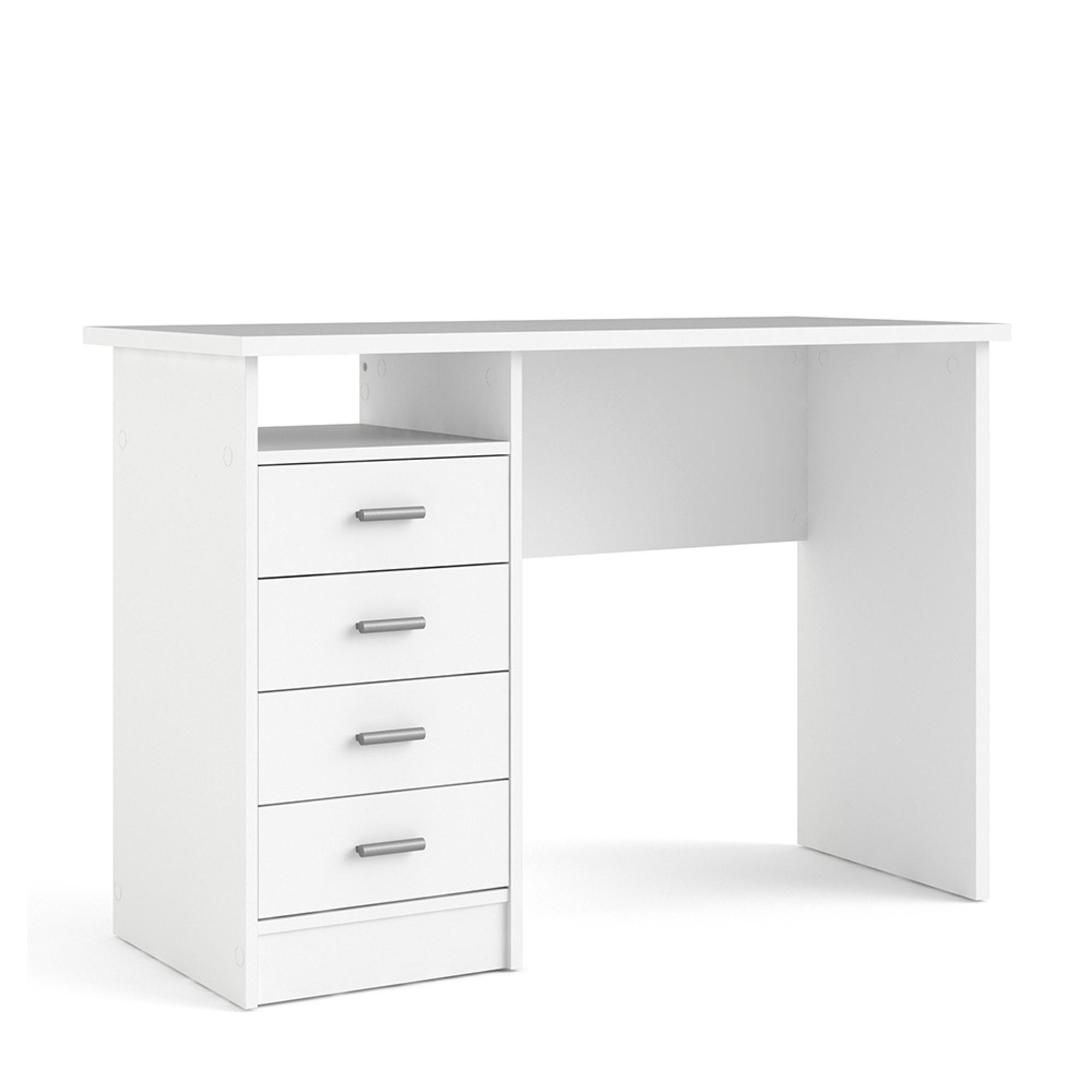 Function Plus Desk - 4 Drawer - Single - White