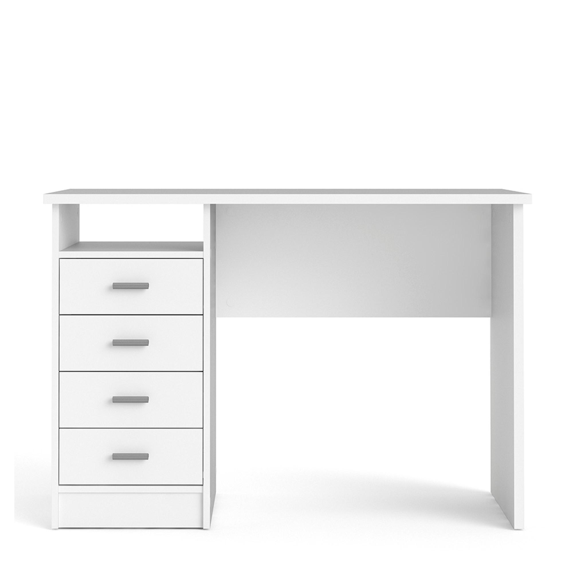 Function Plus Desk - 4 Drawer - Single - White