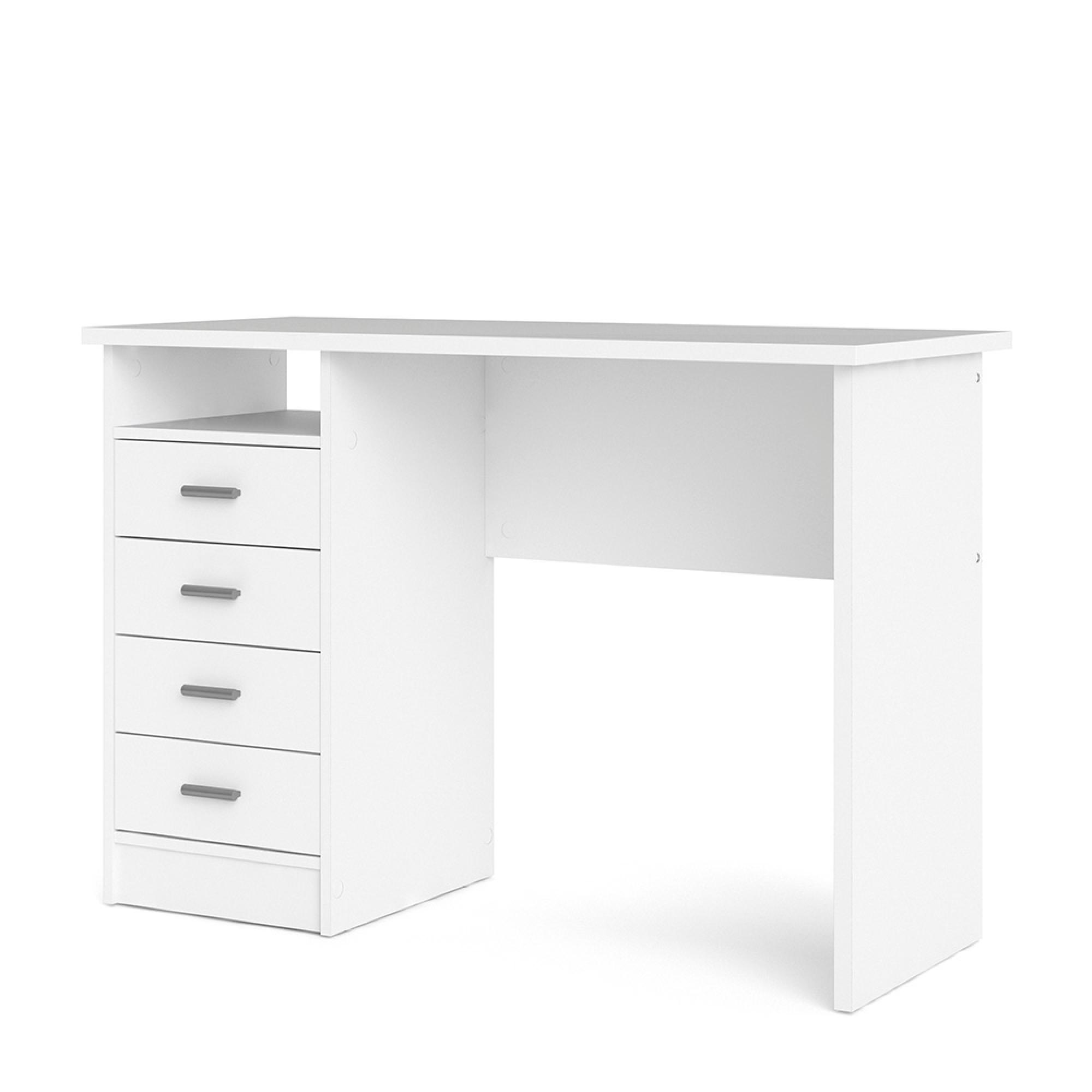 Function Plus Desk - 4 Drawer - Single - White