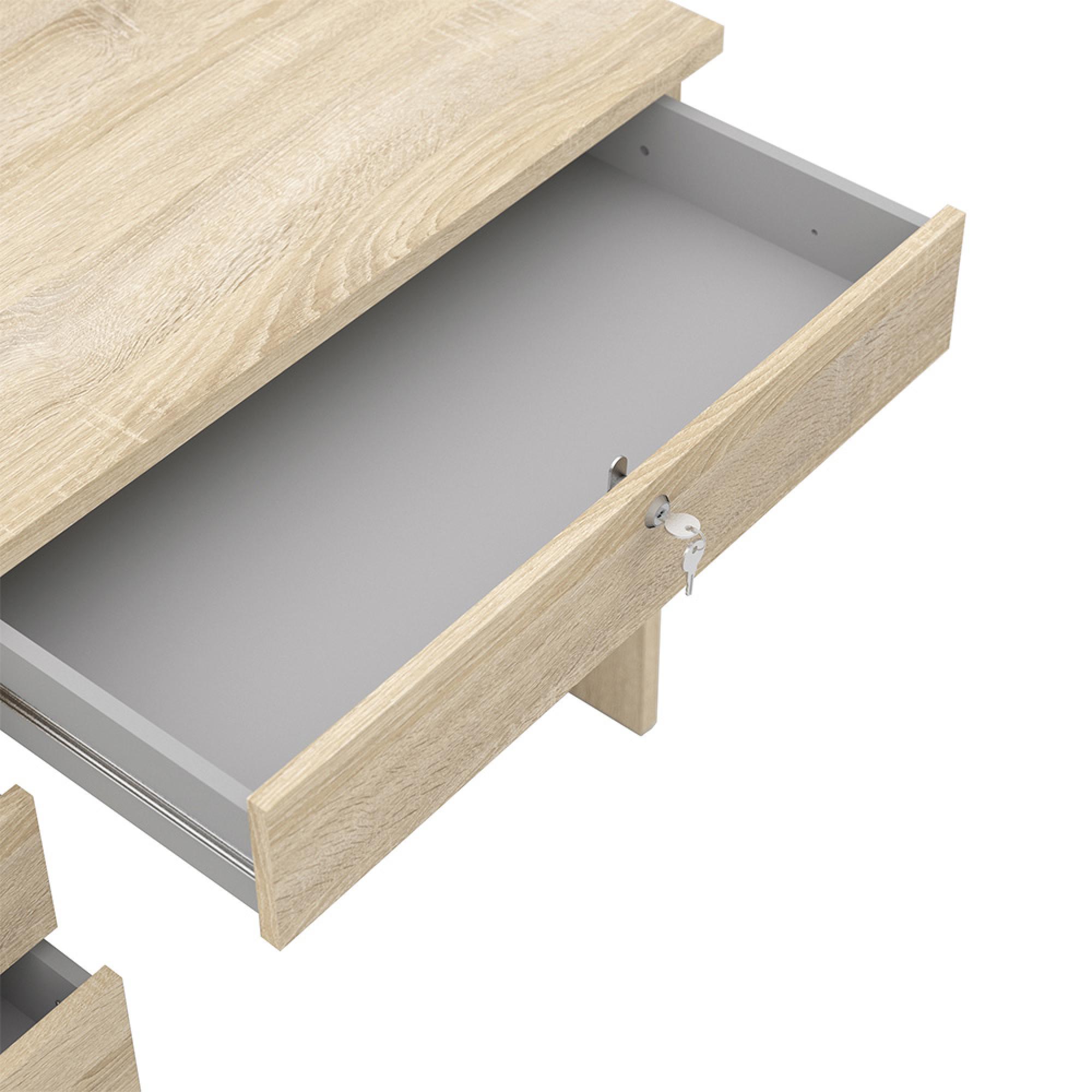 Function Plus Desk - 5 Drawer - Single - Oak