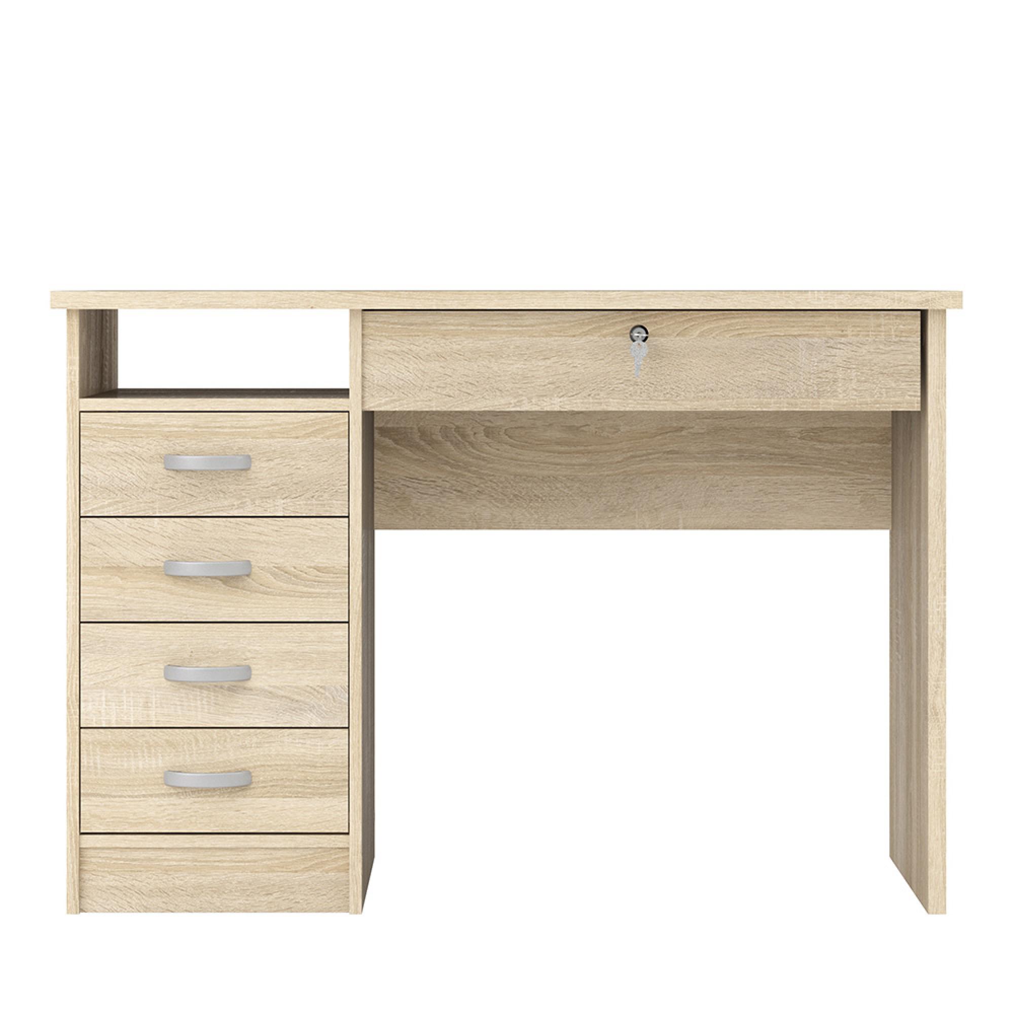 Function Plus Desk - 5 Drawer - Single - Oak