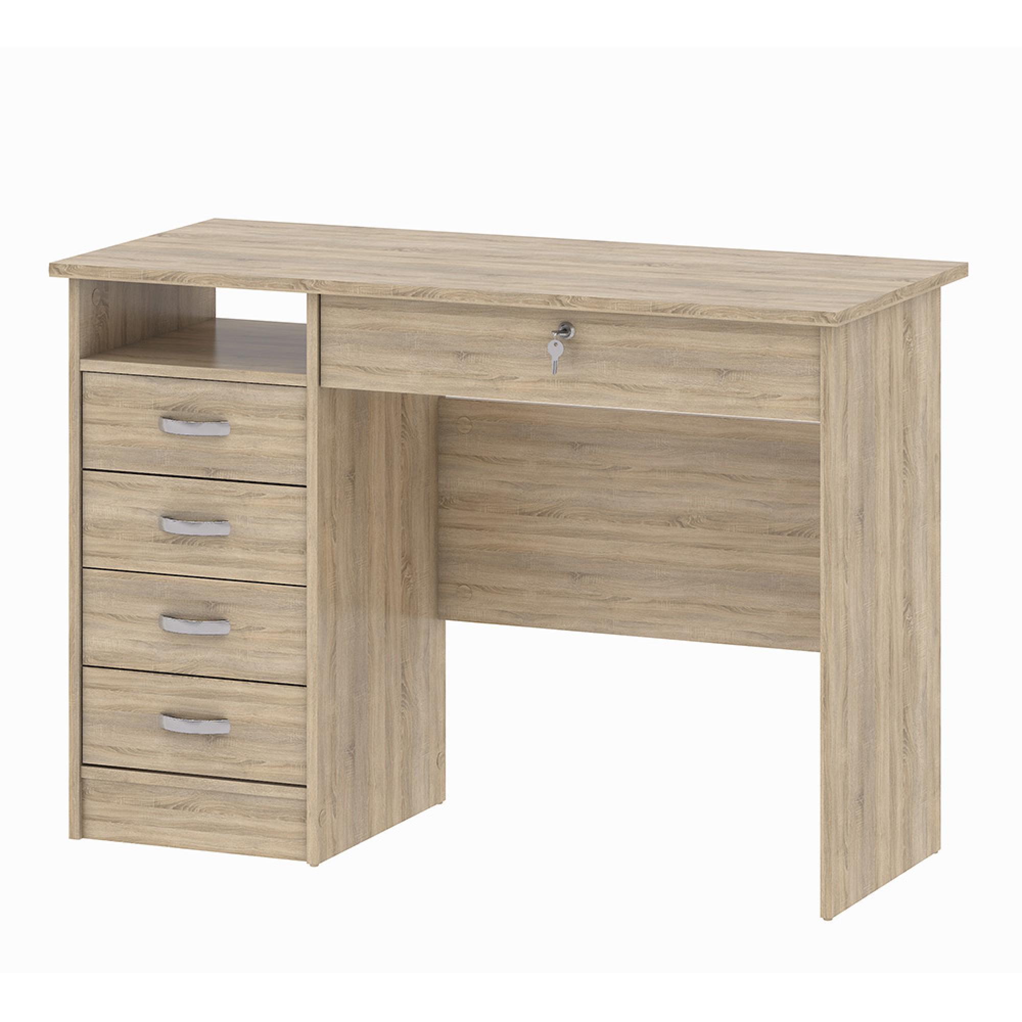Function Plus Desk - 5 Drawer - Single - Oak