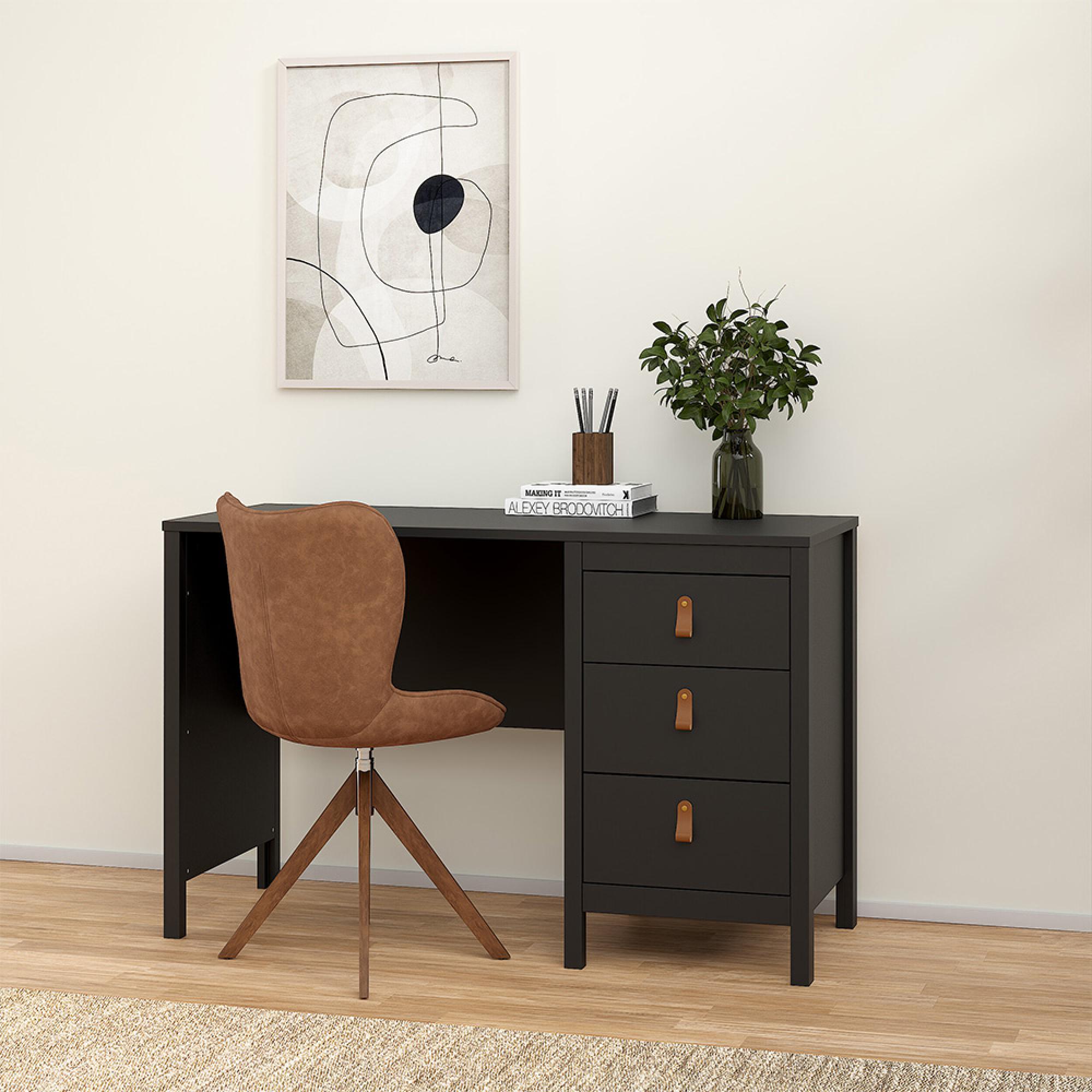 Barcelona Desk - 3 Drawer - Black