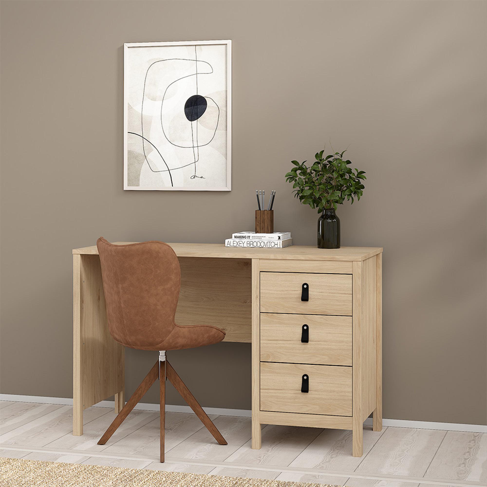 Barcelona Desk - 3 Drawer - Jackson Hickory Oak
