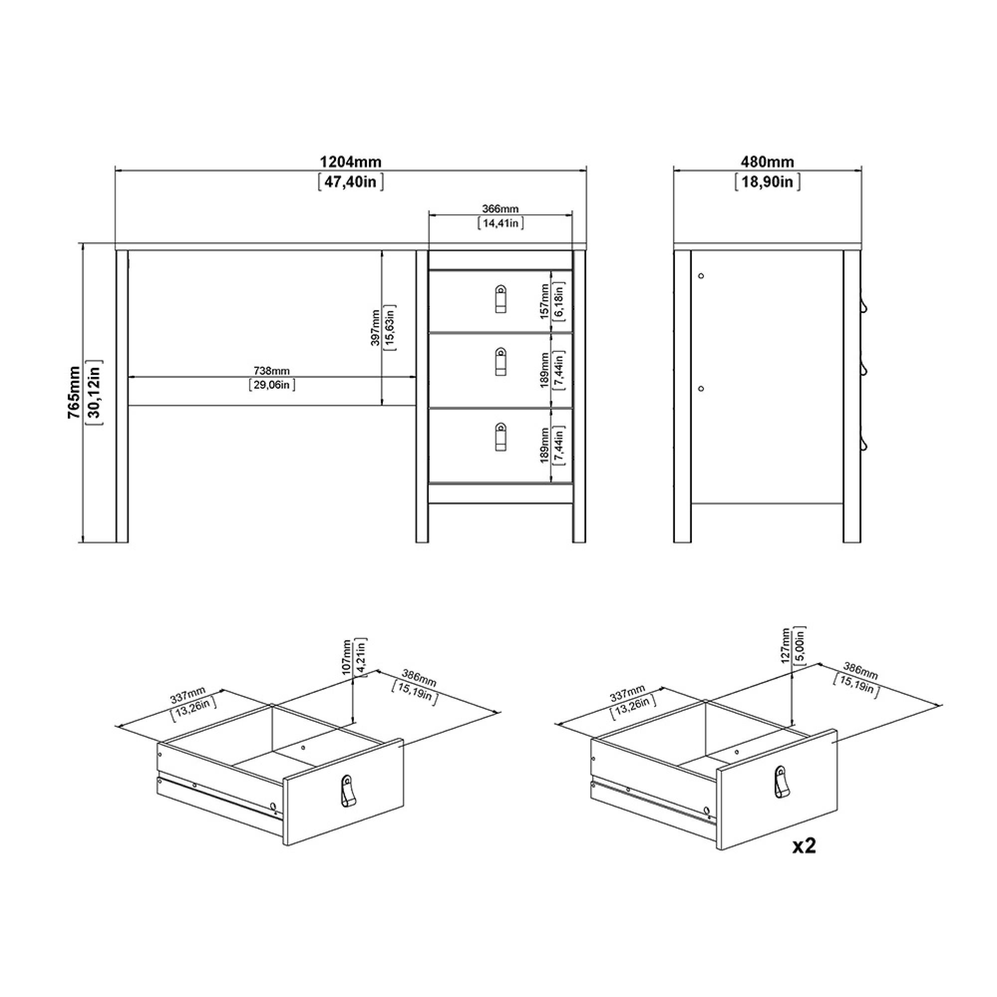 Barcelona Desk - 3 Drawer - Jackson Hickory Oak