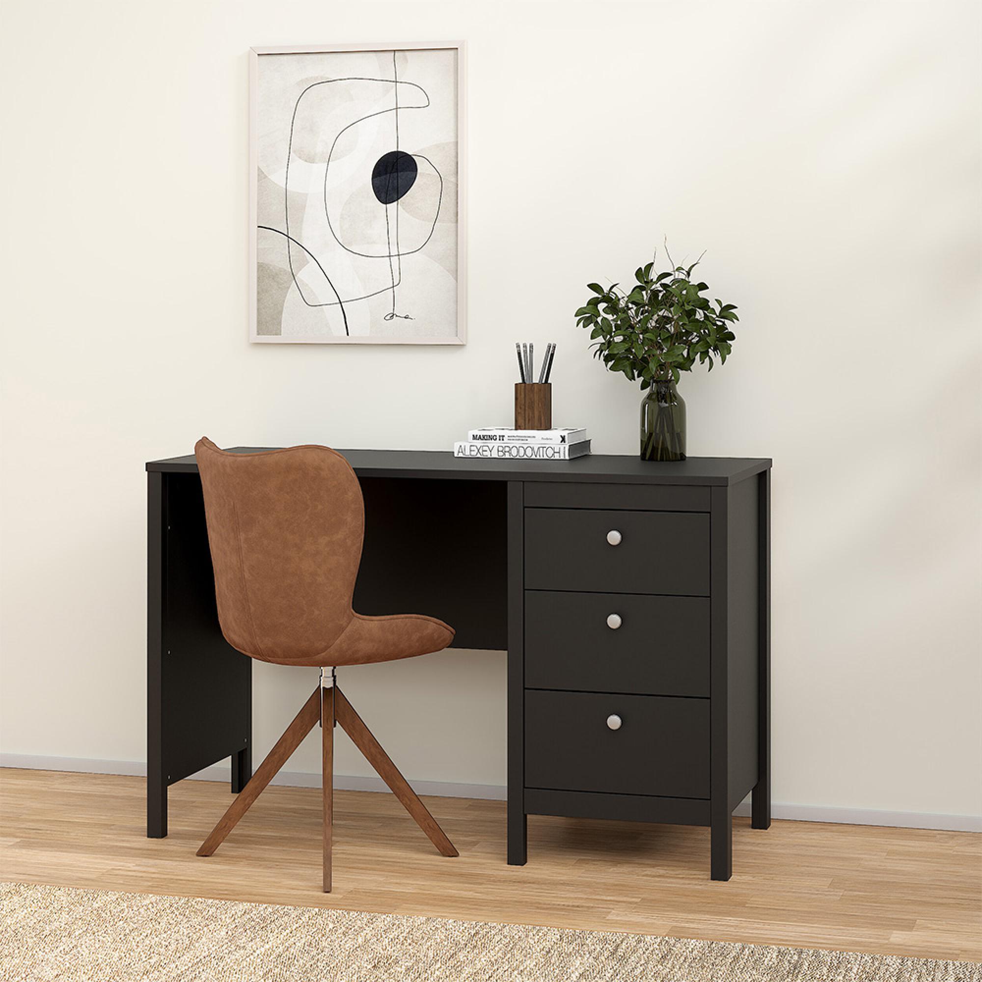 Madrid Desk - 3 Drawer - Black