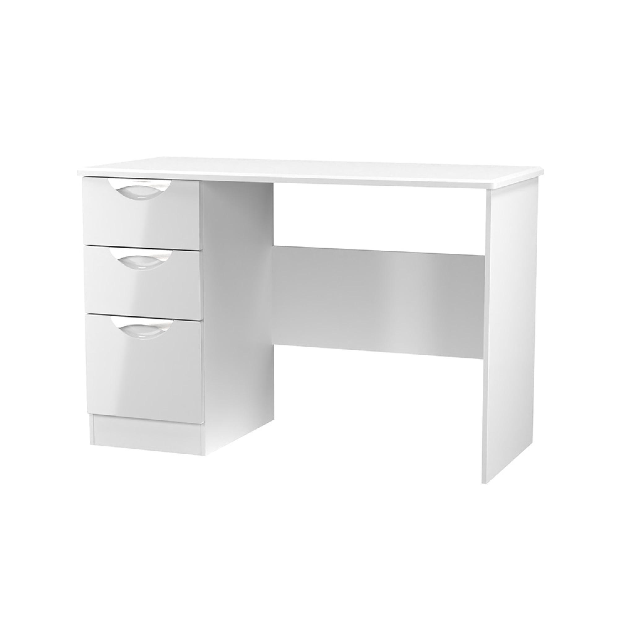 Camden Desk - 3 Drawer - White Gloss