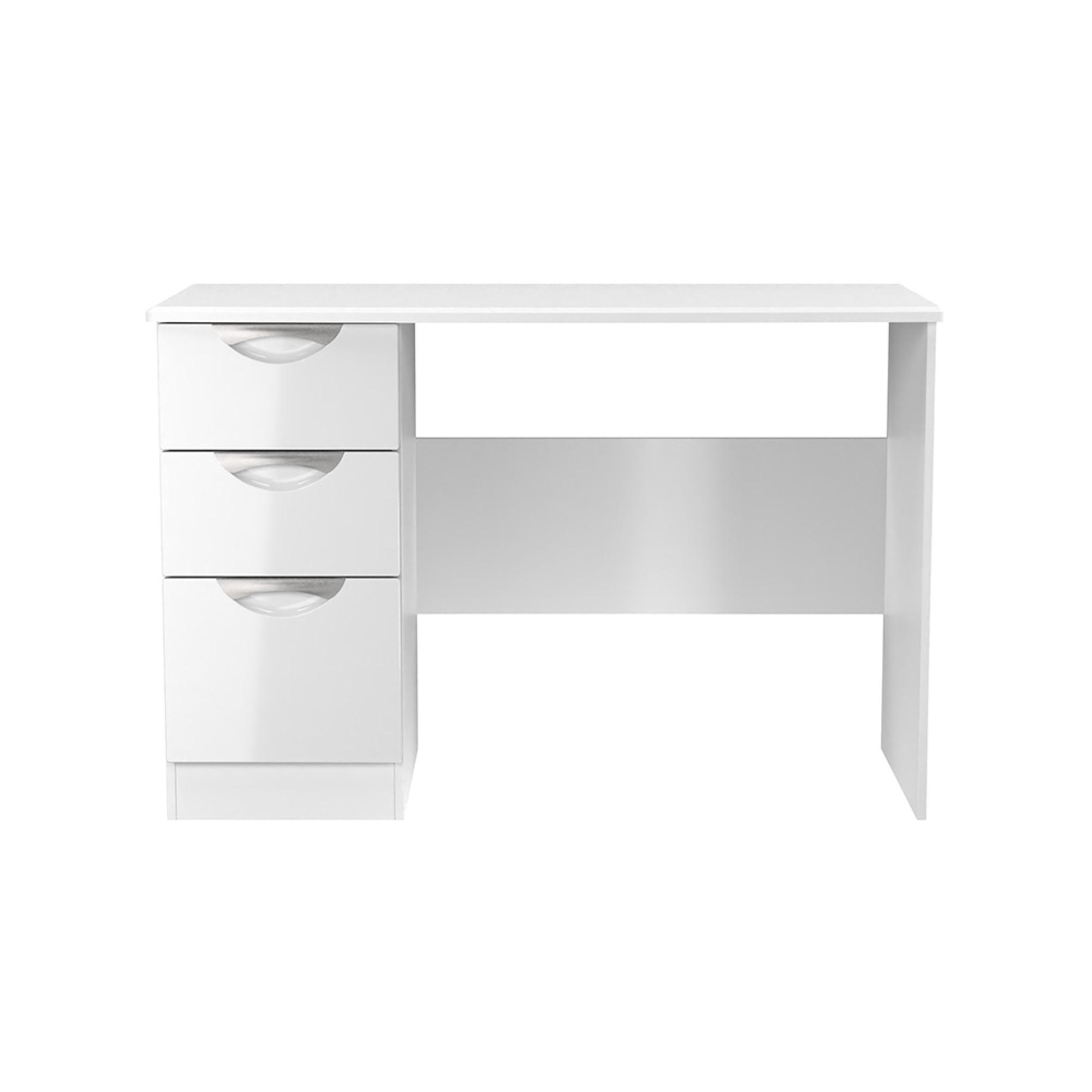 Camden Desk - 3 Drawer - White Gloss