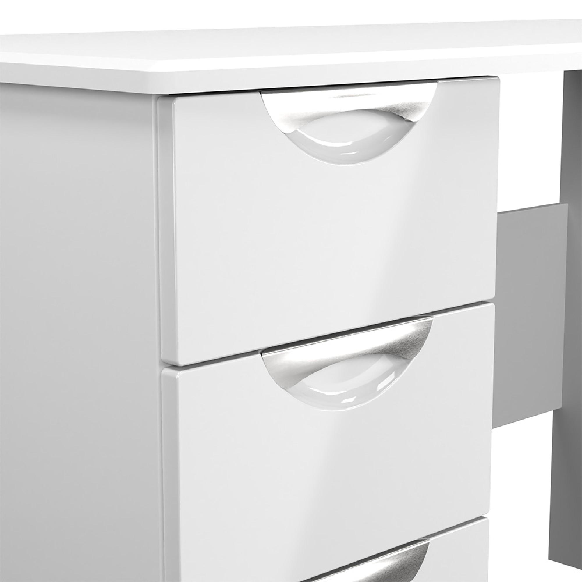 Camden Desk - 3 Drawer - White Gloss
