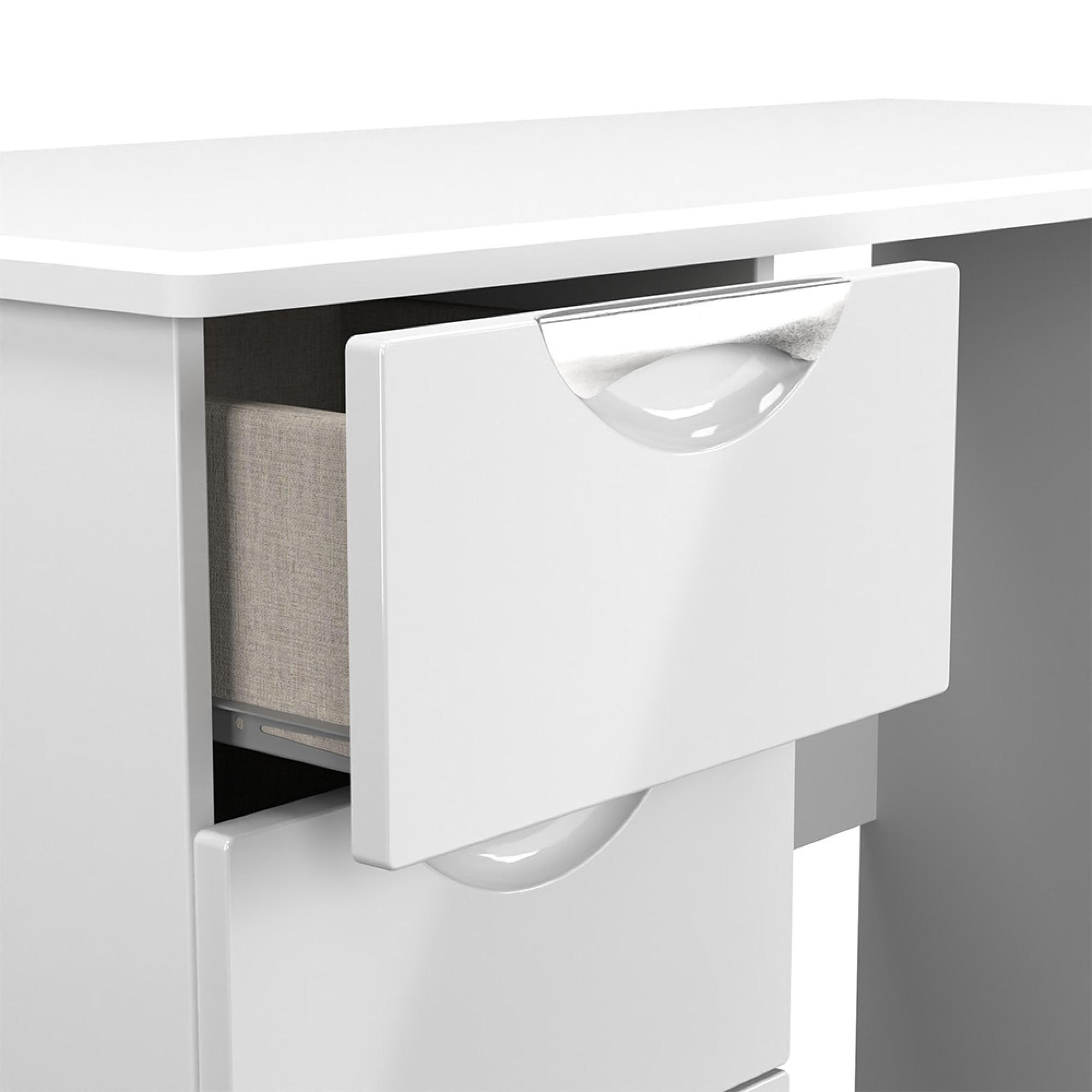 Camden Desk - 3 Drawer - White Gloss