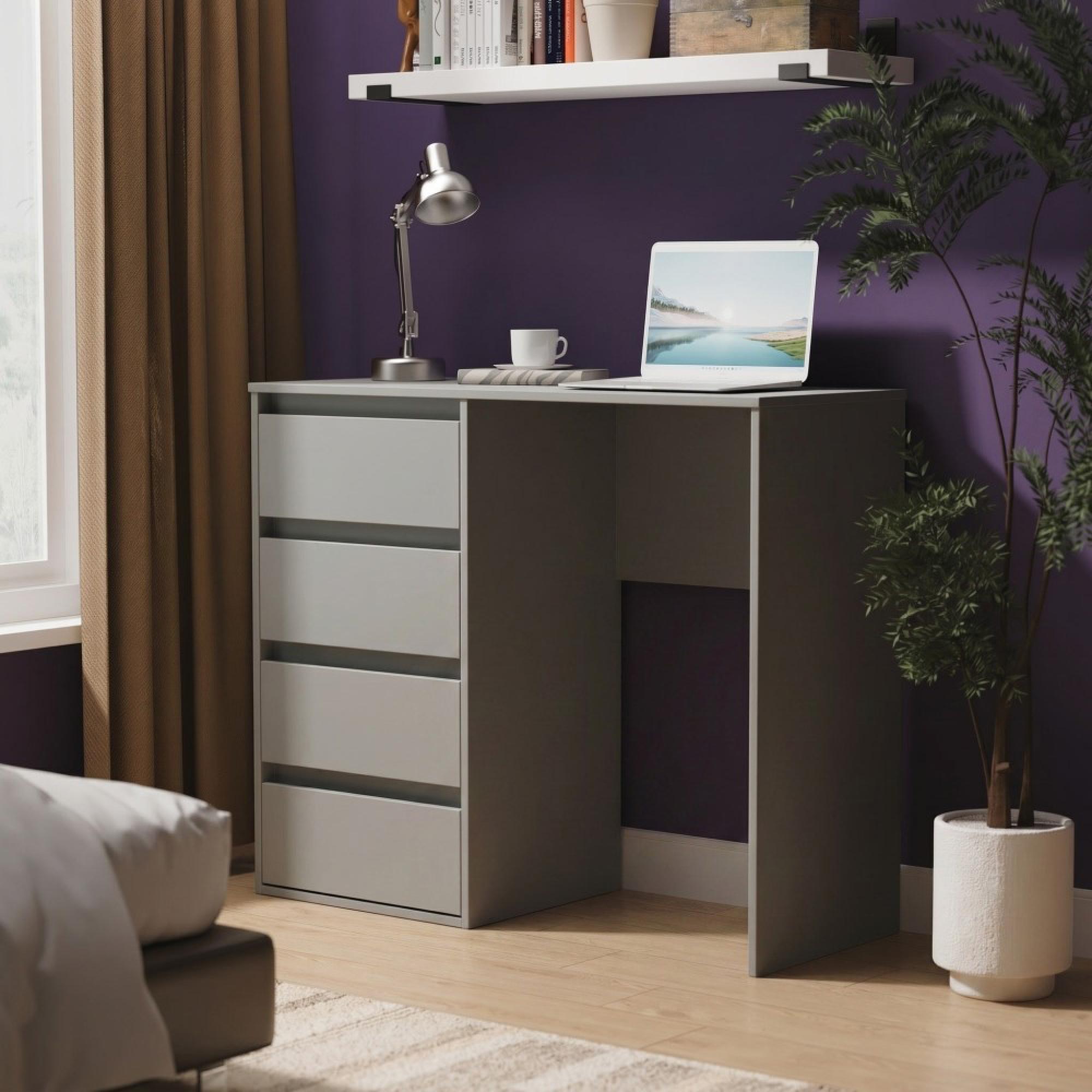 Leona Desk - 4 Drawer - Dusk Grey