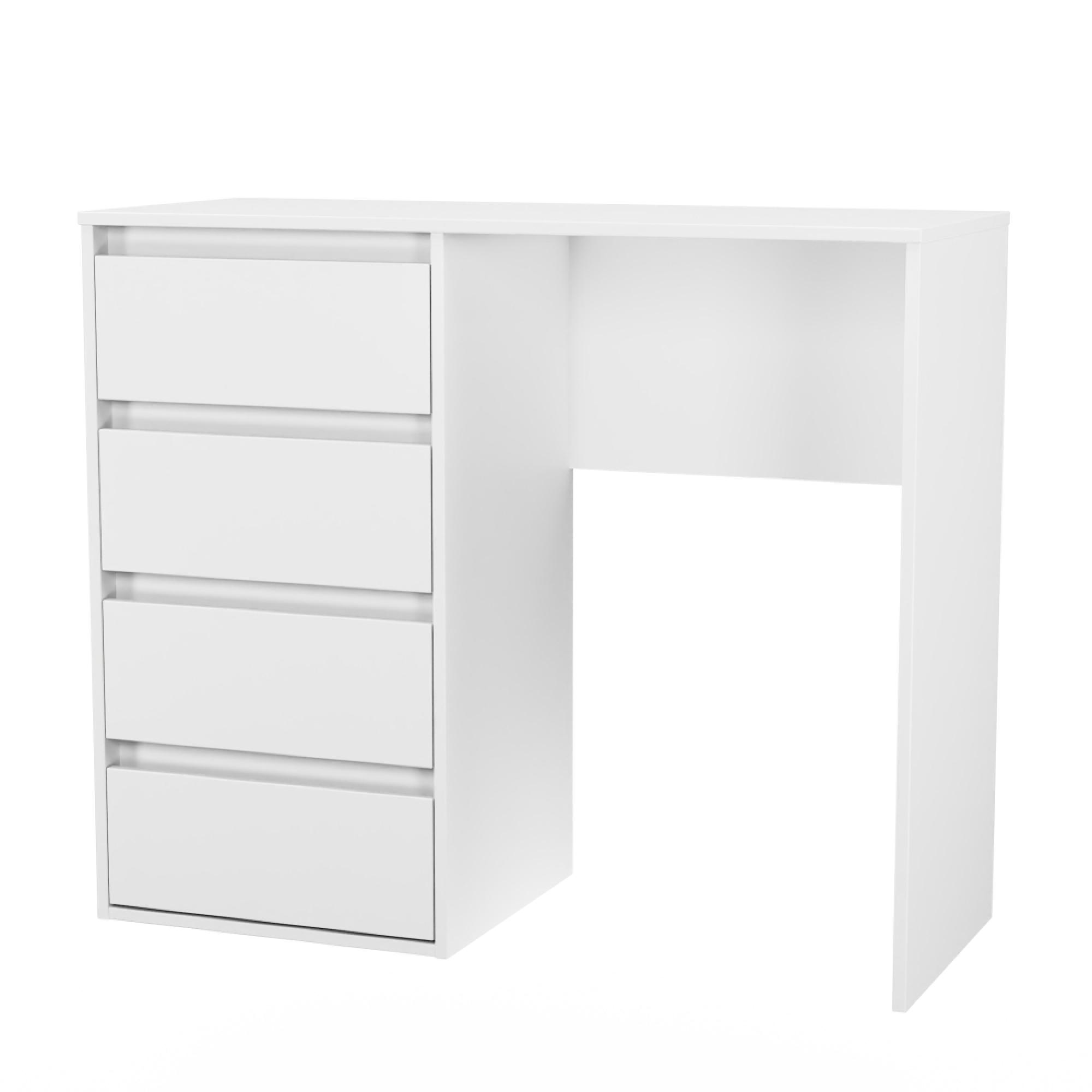 Leona Desk - 4 Drawer - White Matt