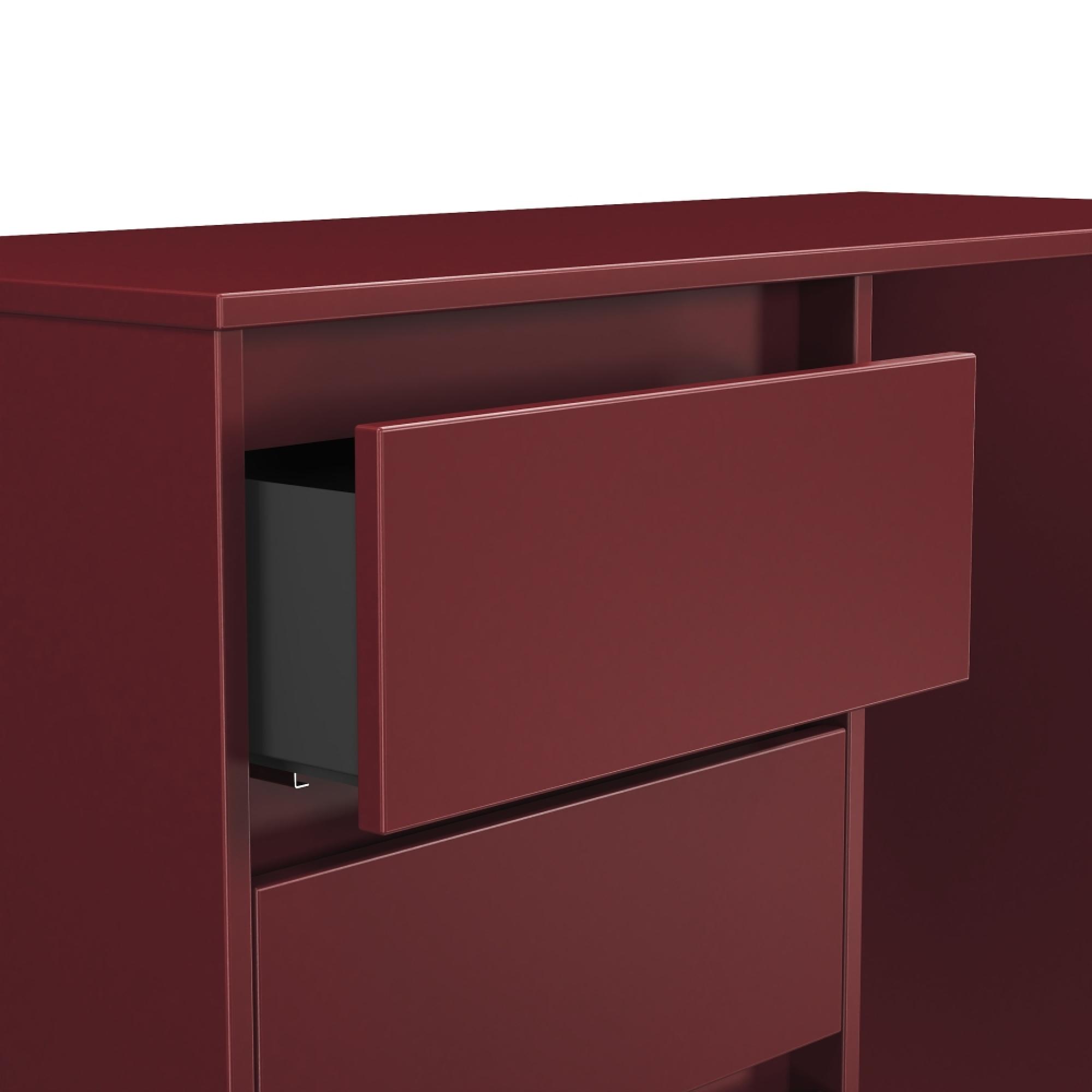 Leona Desk - 4 Drawer - Red Matt