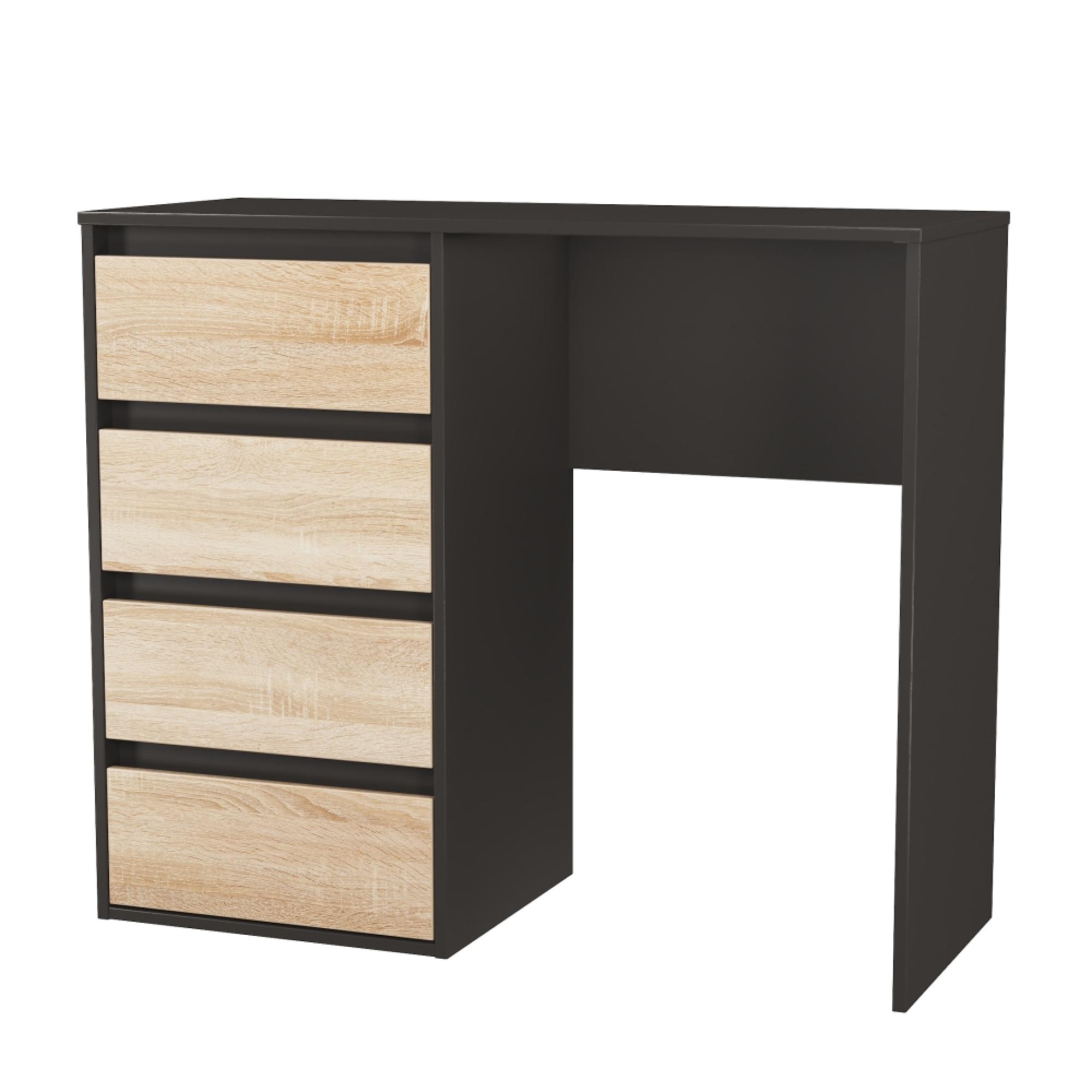 Leona Desk - 4 Drawer - Bardolino Oak and Graphite