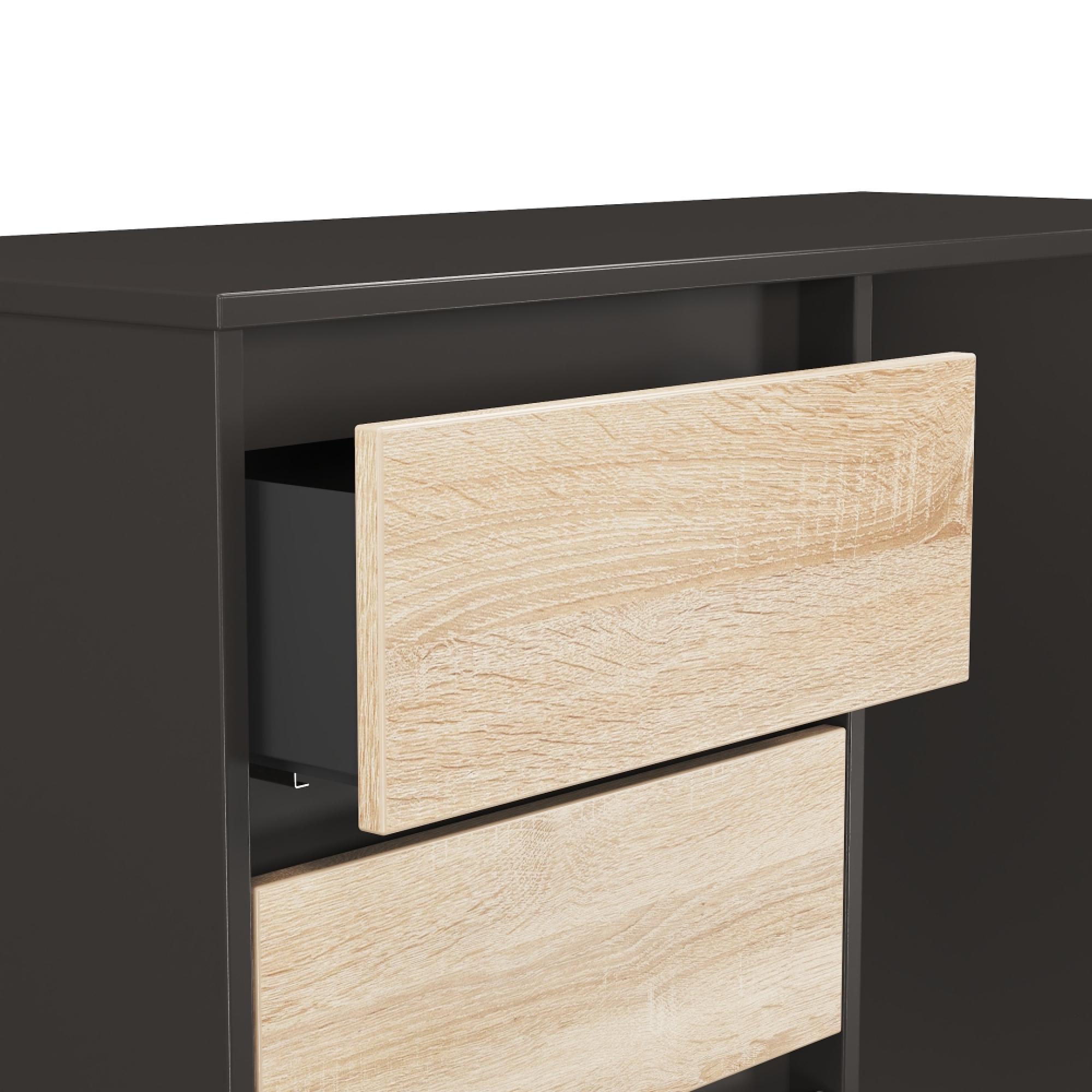Leona Desk - 4 Drawer - Bardolino Oak and Graphite
