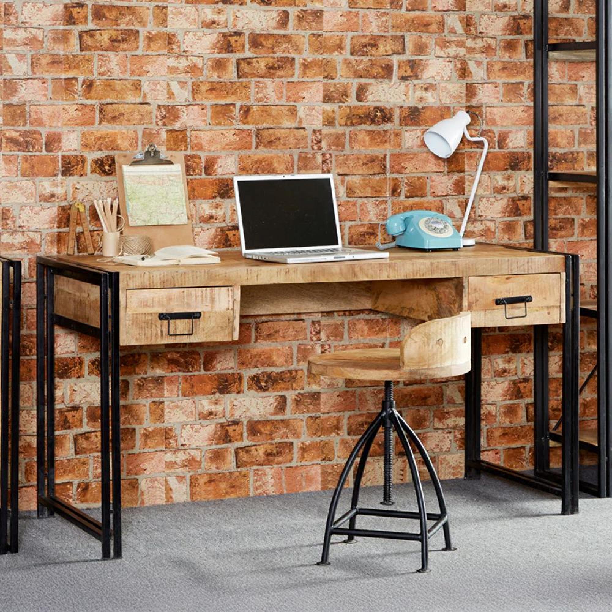 Cosmo Desk - 2 Drawer - Industrial Style - Wooden and Metal