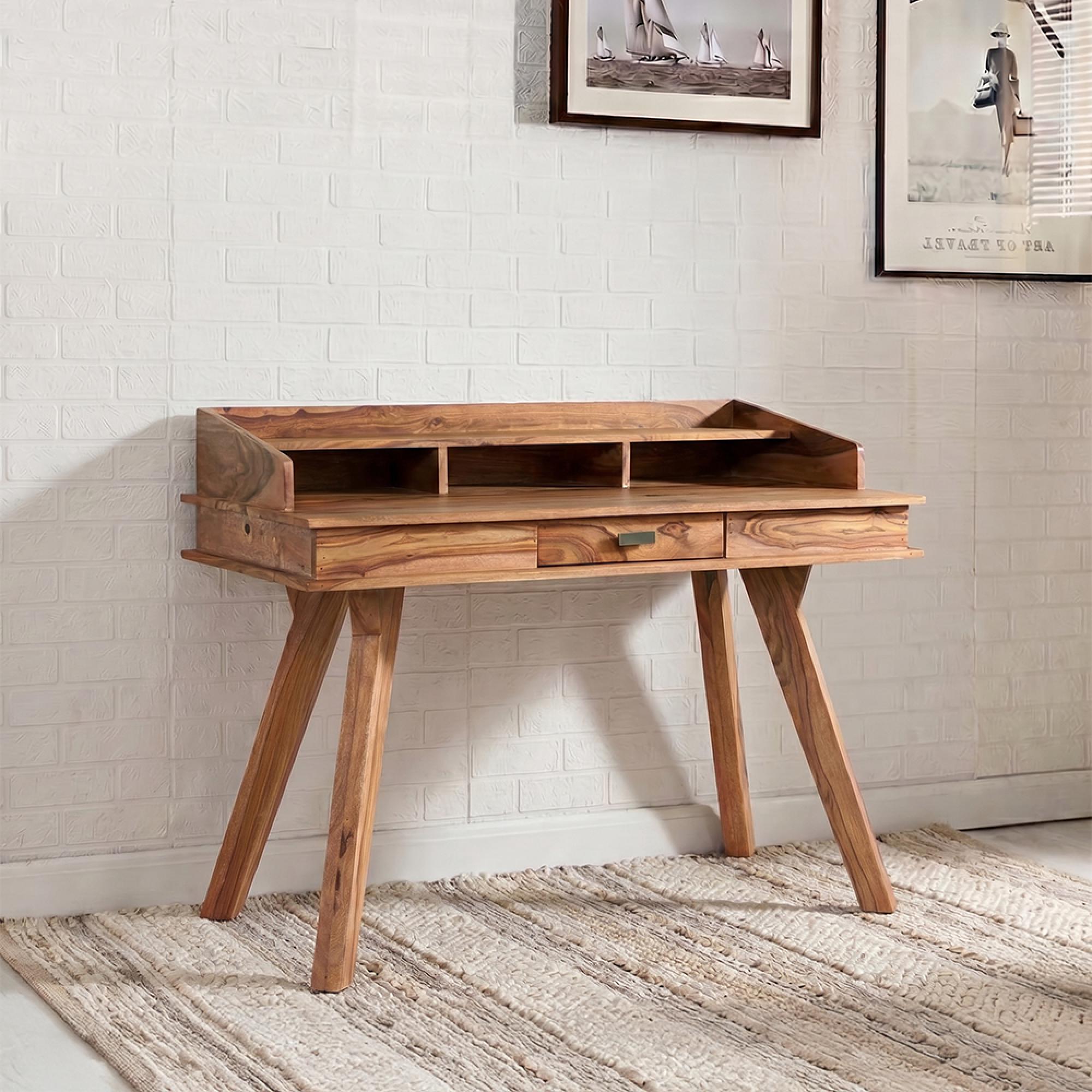 Jodhpur Writing Desk - 1 Drawer - Solid Sheesham Wood