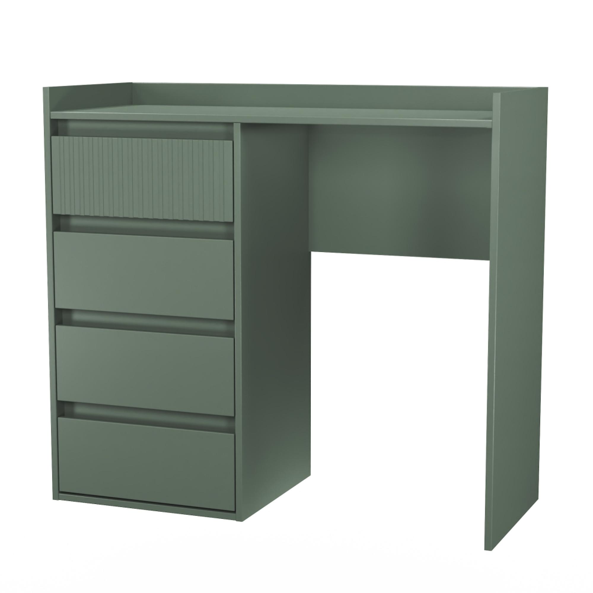 Osaka Desk - 4 Drawer - Reed Green Fluted