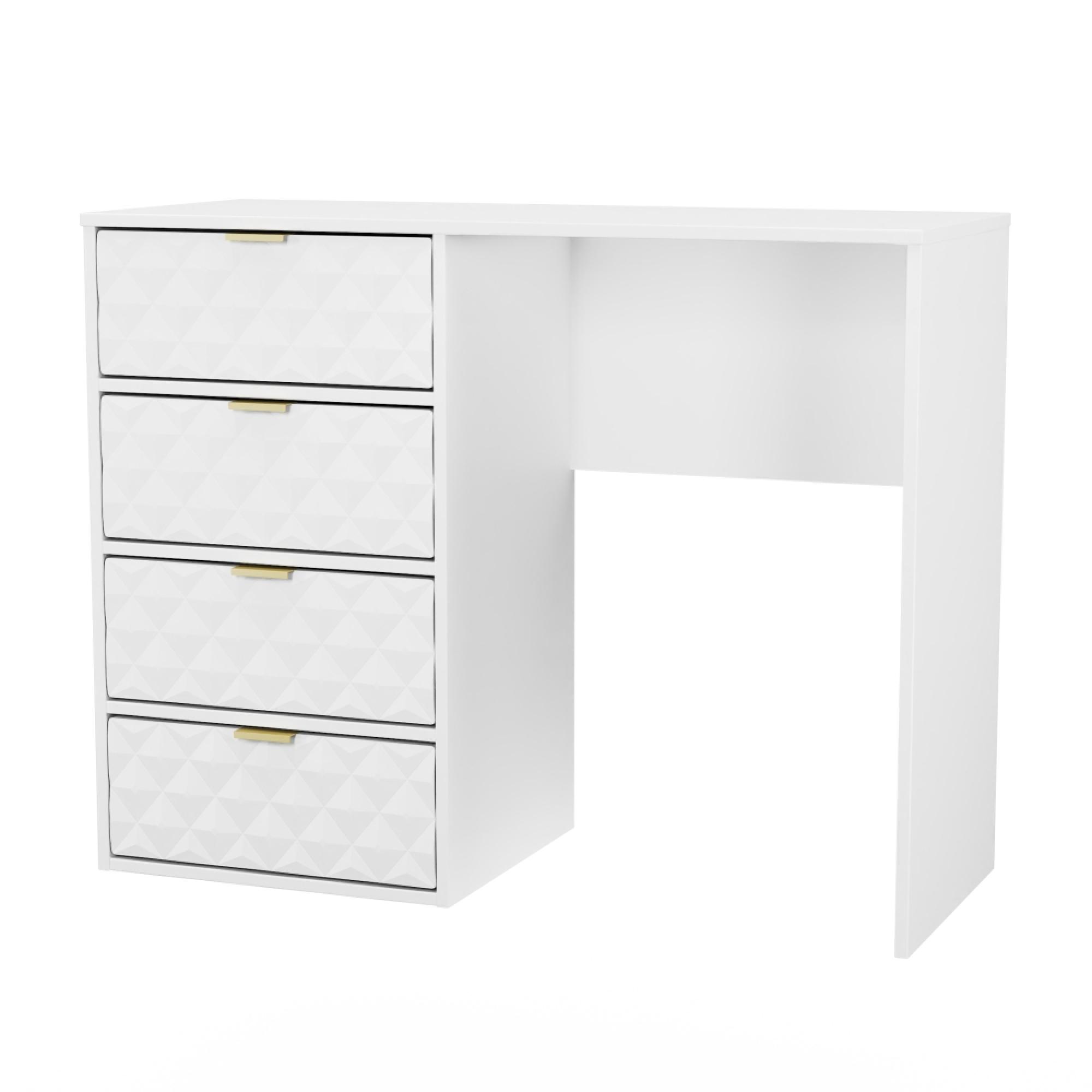 Harlequin Desk - 4 Drawer - White Matt