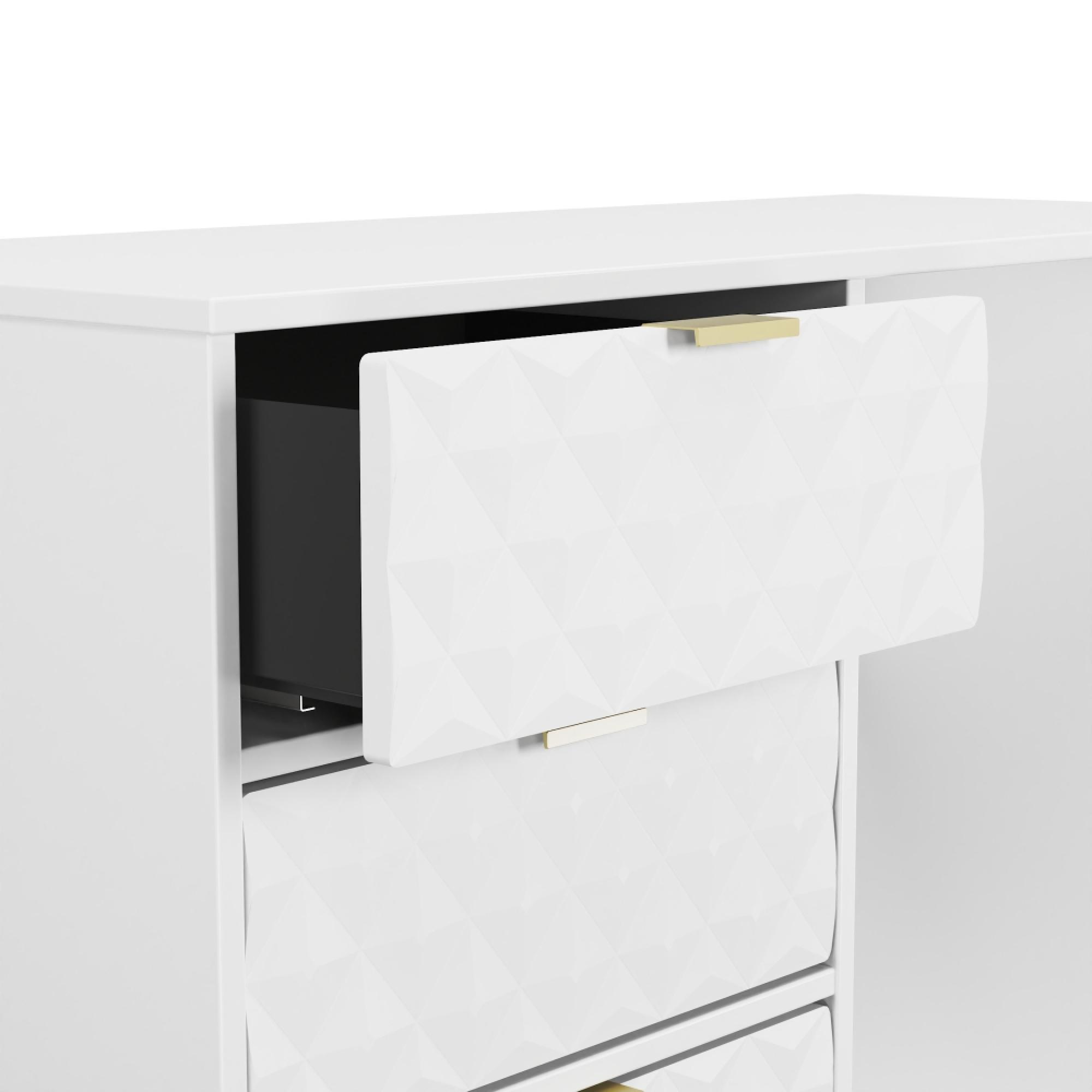 Harlequin Desk - 4 Drawer - White Matt