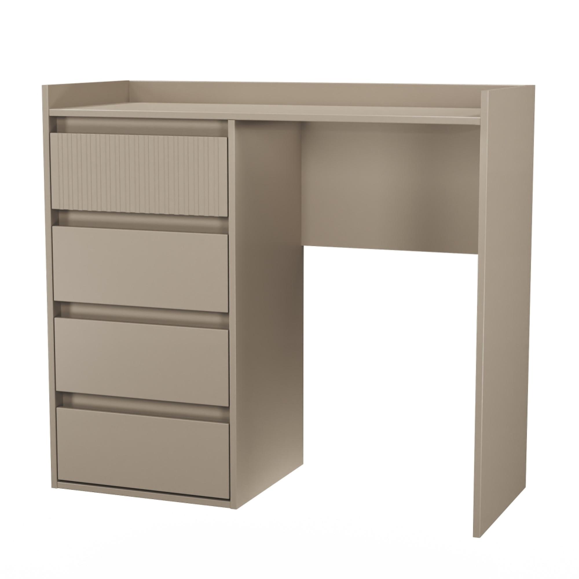 Osaka Desk - 4 Drawer - Mushroom Matt Fluted
