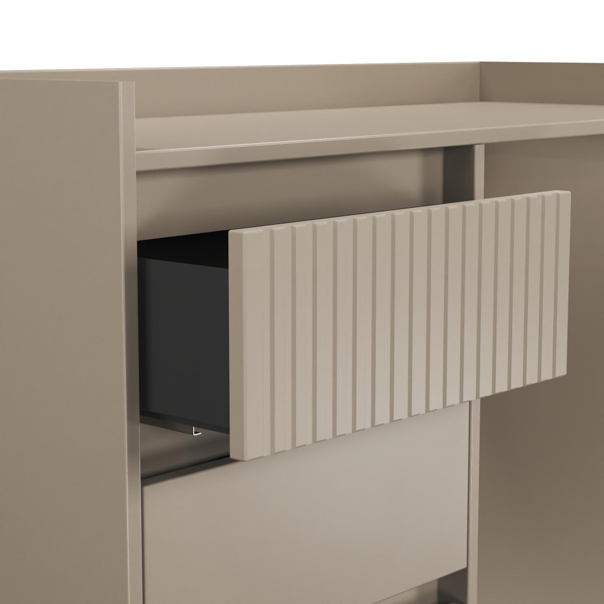 Osaka Desk - 4 Drawer - Mushroom Matt Fluted