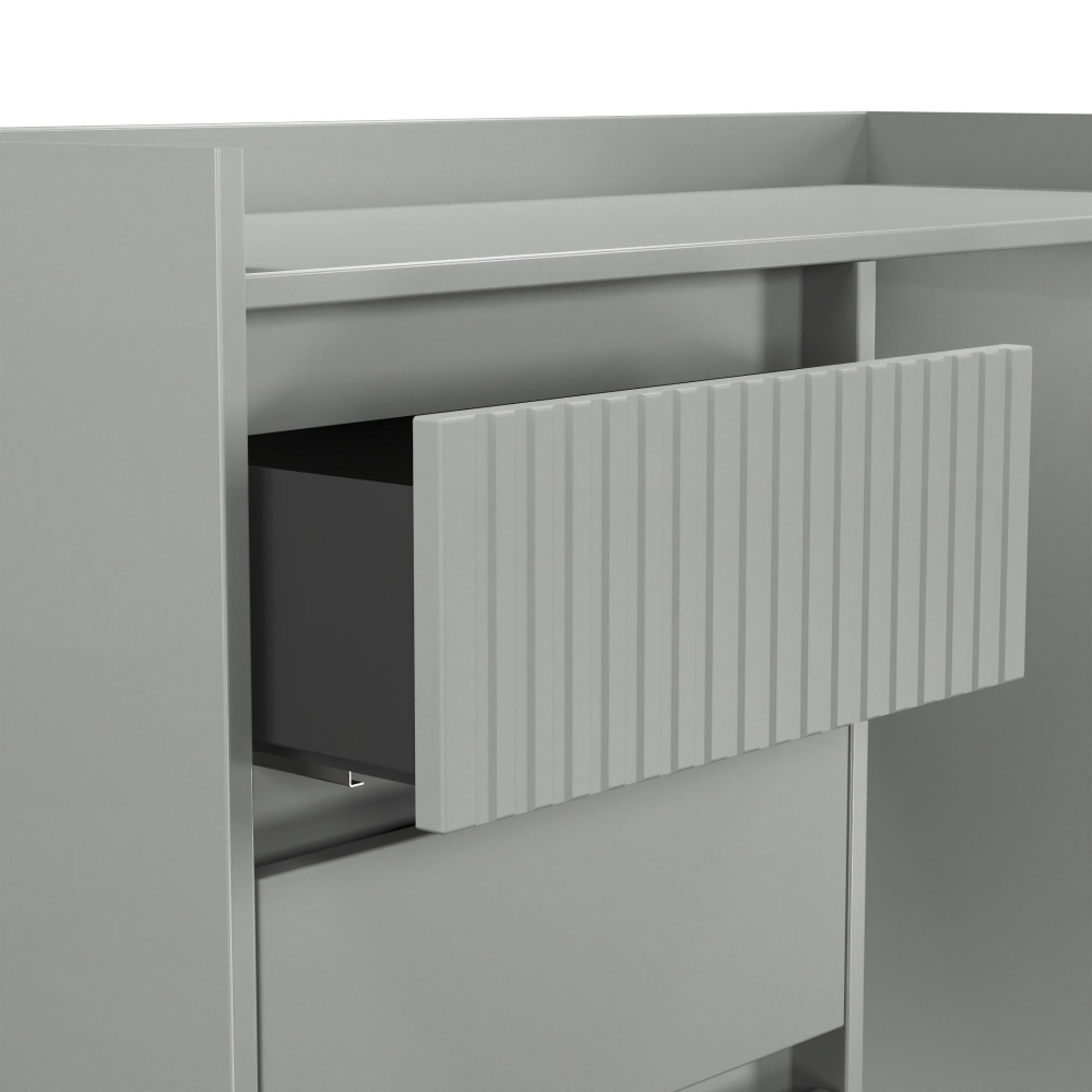 Osaka Desk - 4 Drawer - Dusk Grey Fluted
